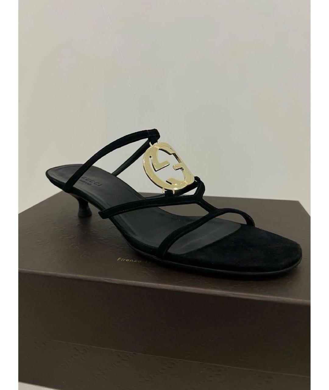 GUCCI Черные замшевые мюли, фото 6