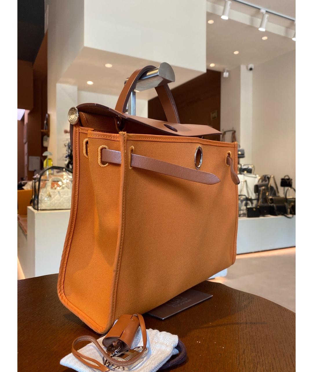 HERMES Оранжевая тканевая сумка через плечо, фото 2