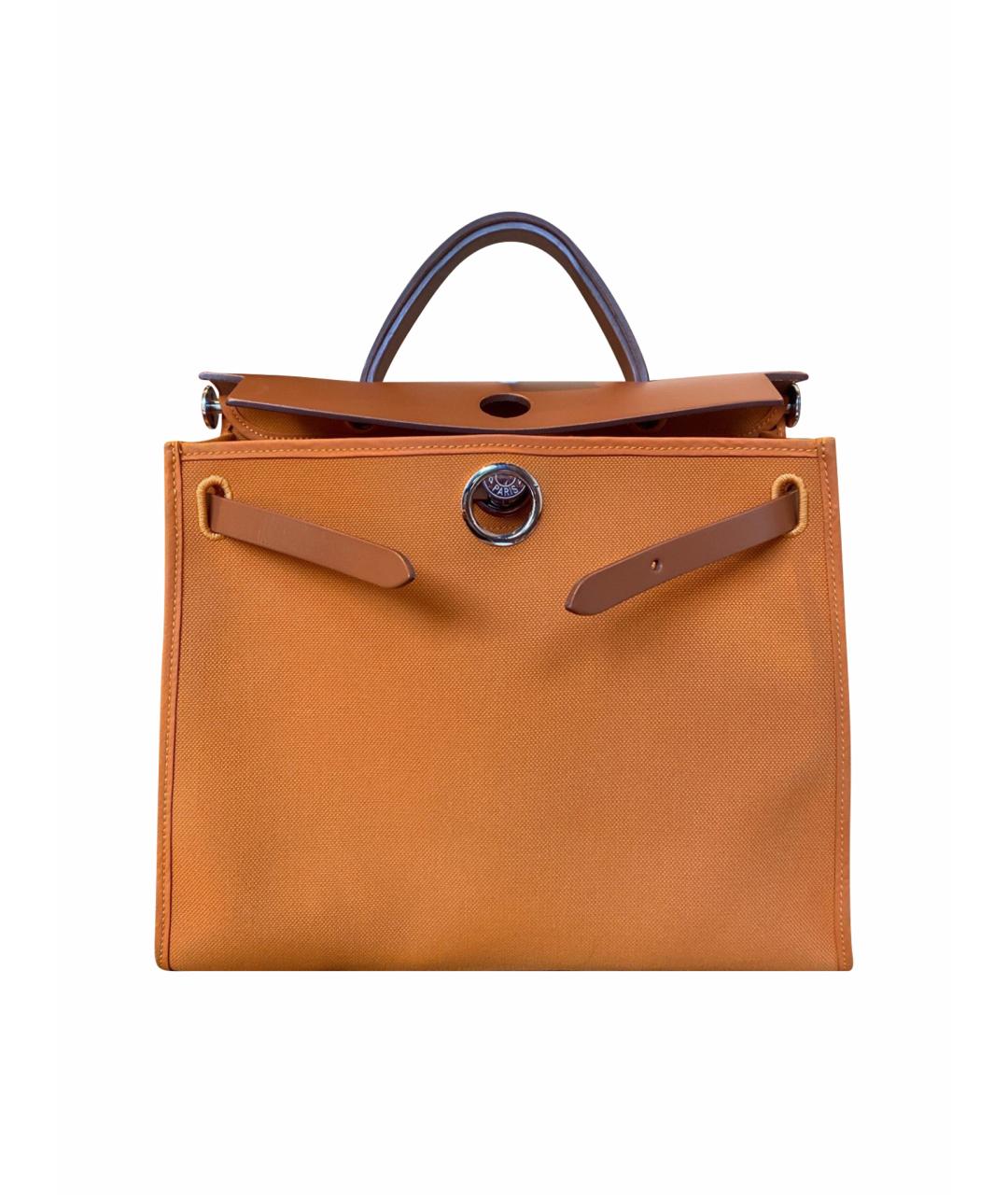 HERMES Оранжевая тканевая сумка через плечо, фото 1