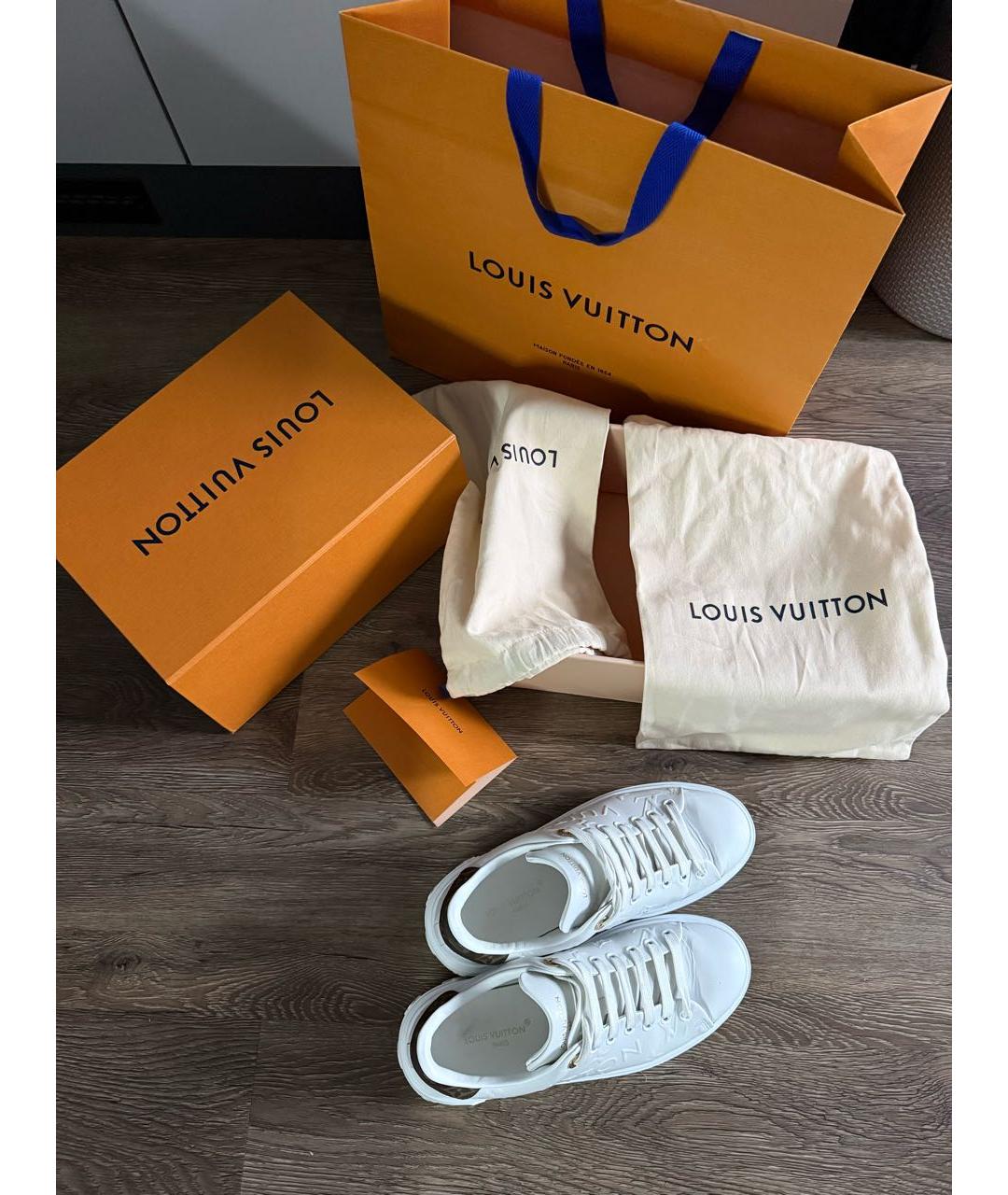 LOUIS VUITTON Белые кожаные кеды, фото 4