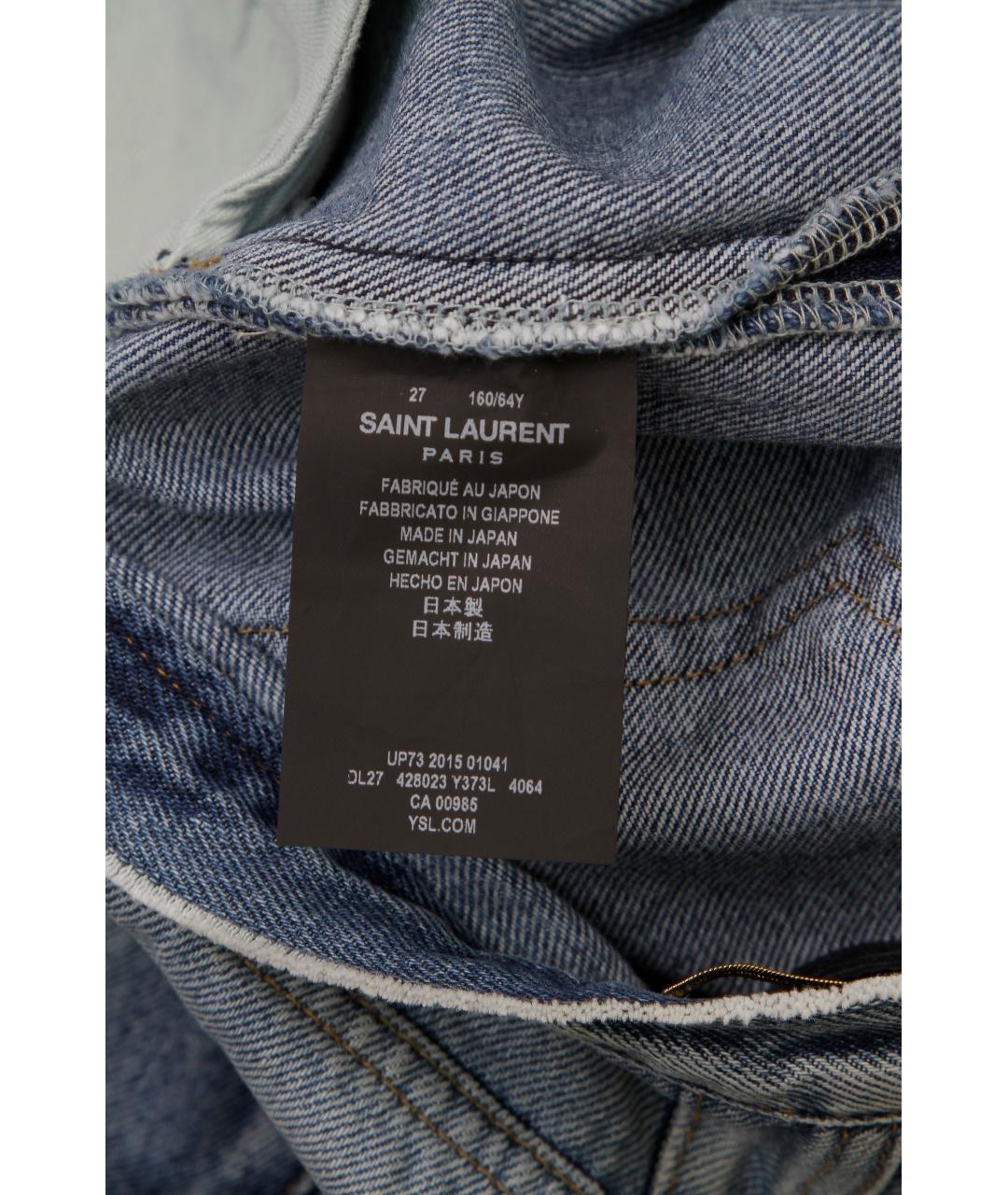 SAINT LAURENT Голубые хлопковые джинсы слим, фото 4