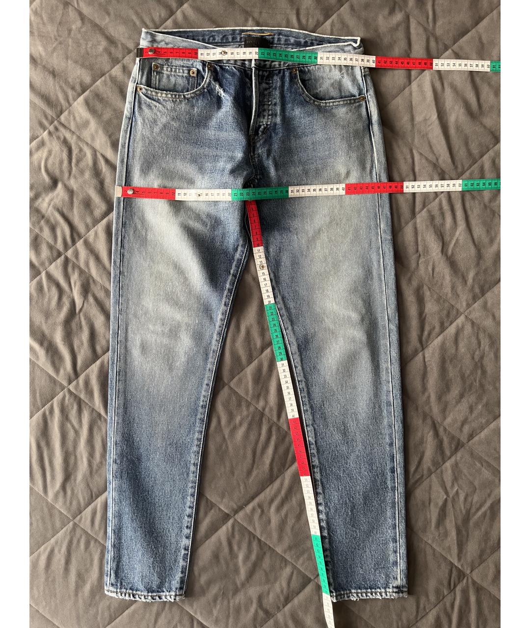SAINT LAURENT Голубые хлопковые джинсы слим, фото 6