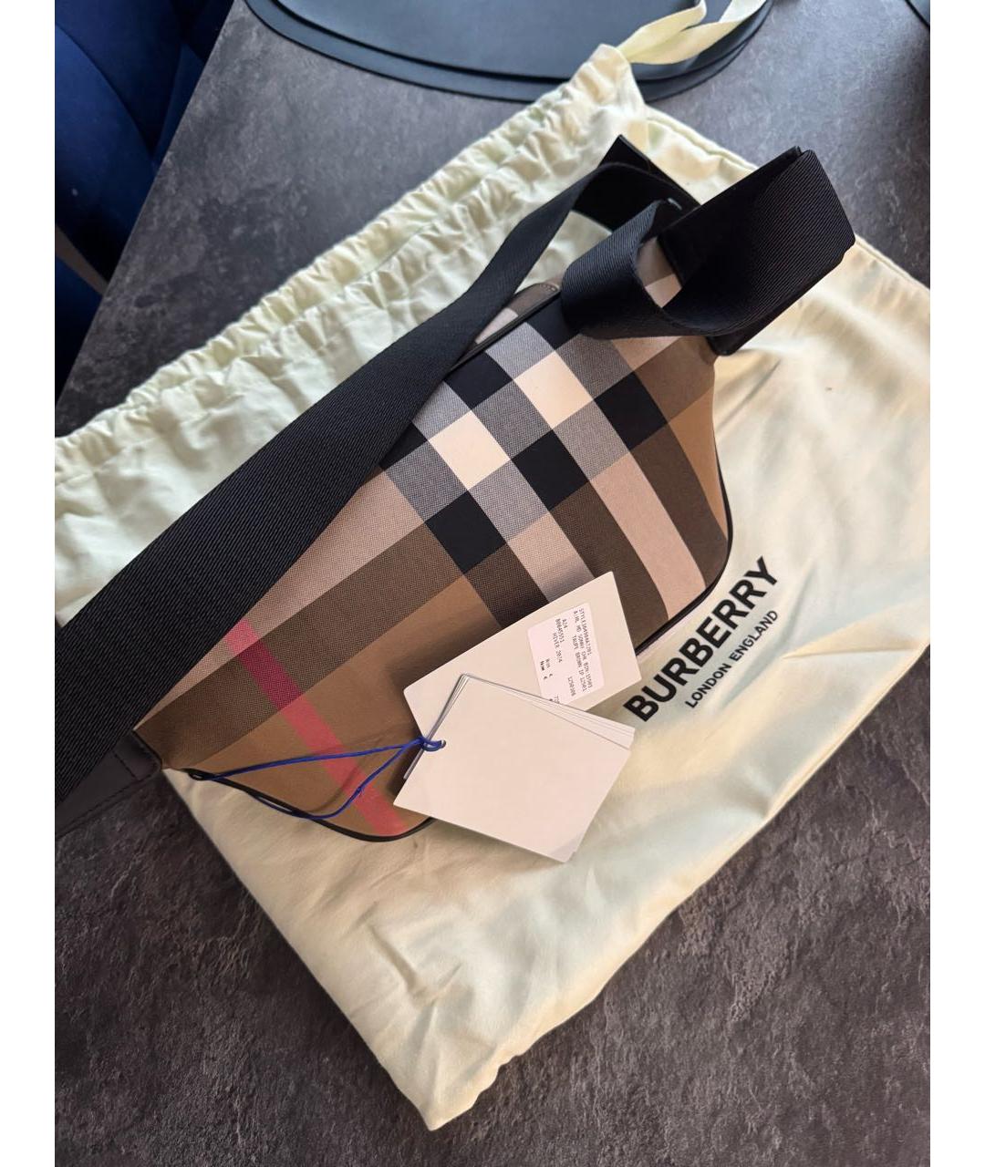 BURBERRY Бежевая тканевая поясная сумка, фото 6