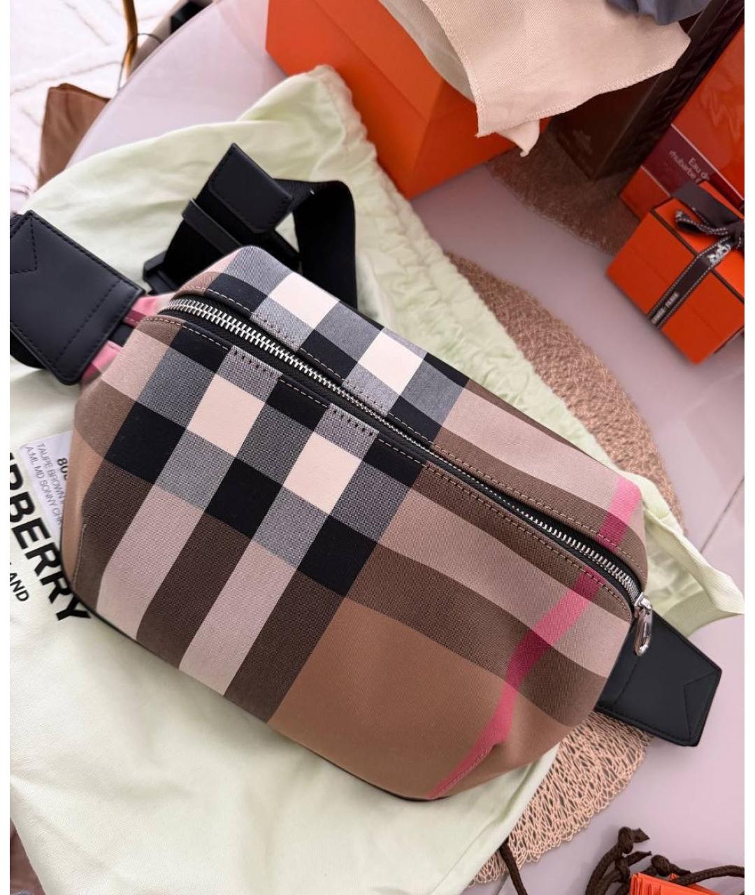 BURBERRY Бежевая тканевая поясная сумка, фото 3