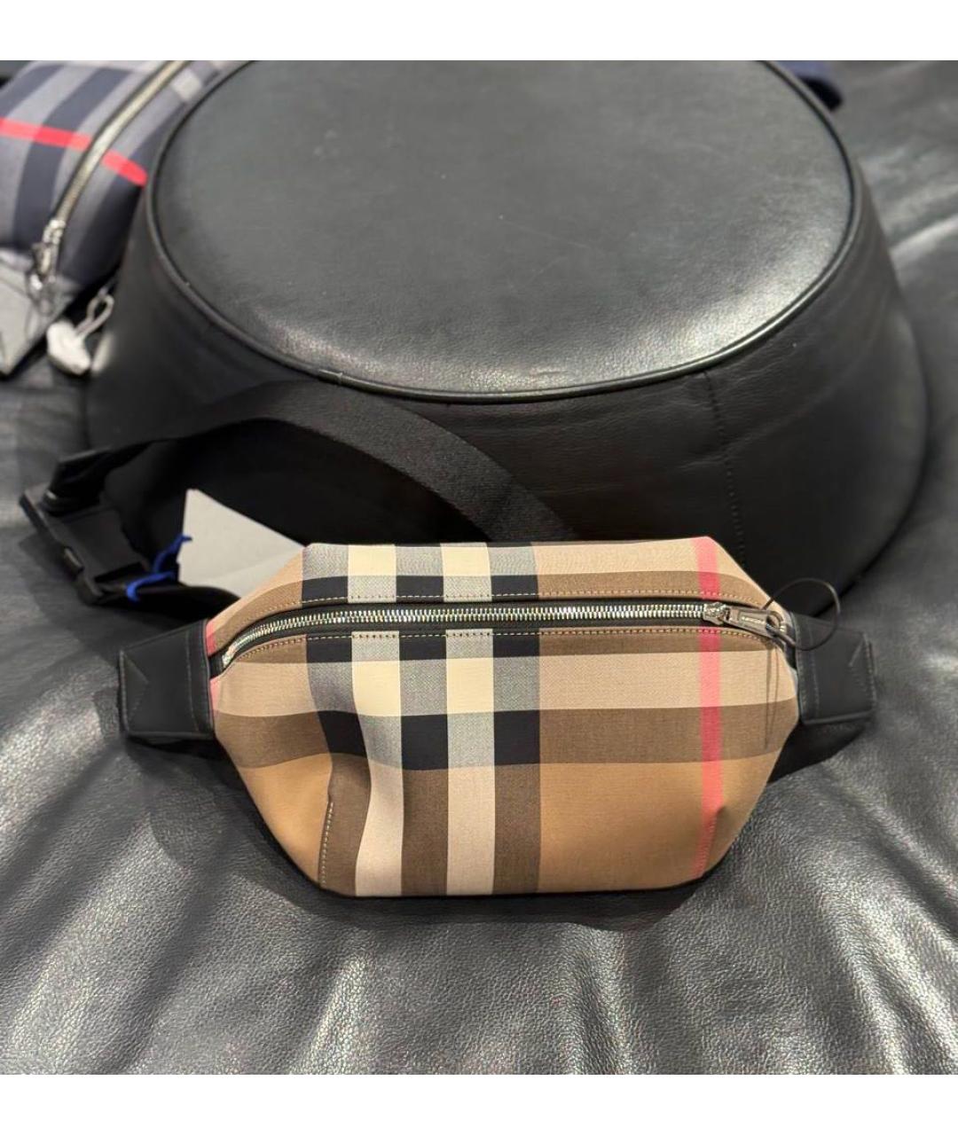 BURBERRY Бежевая тканевая поясная сумка, фото 2