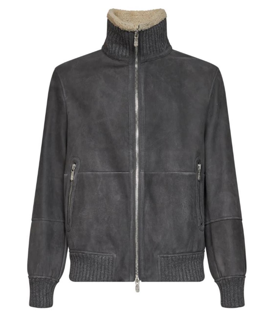 BRUNELLO CUCINELLI Антрацитовая замшевая куртка, фото 1