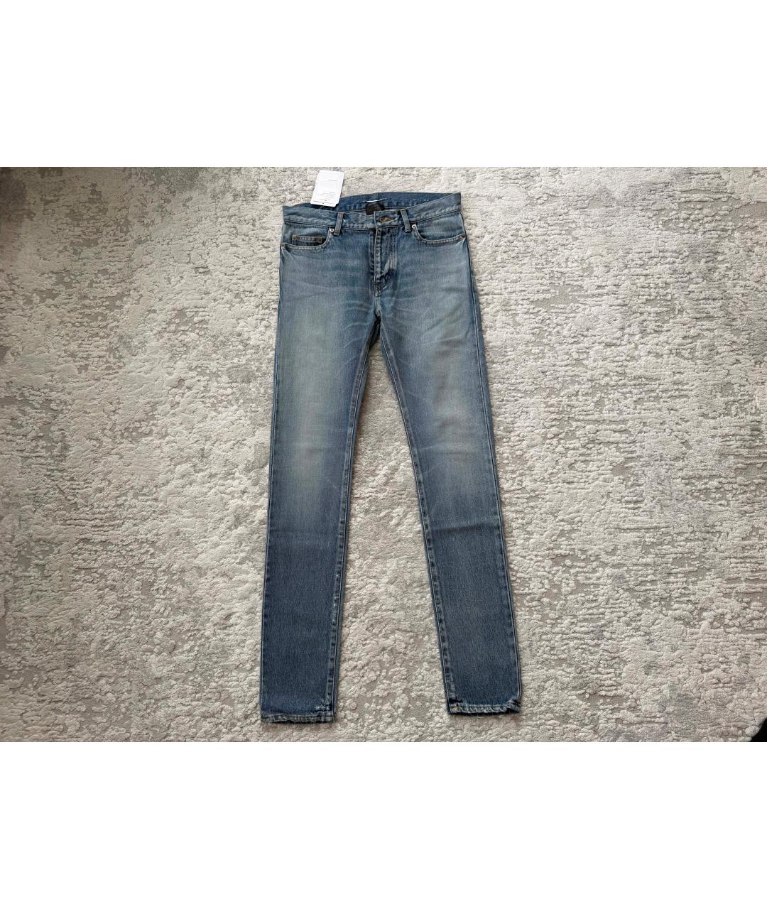 SAINT LAURENT Голубые хлопковые джинсы скинни, фото 7