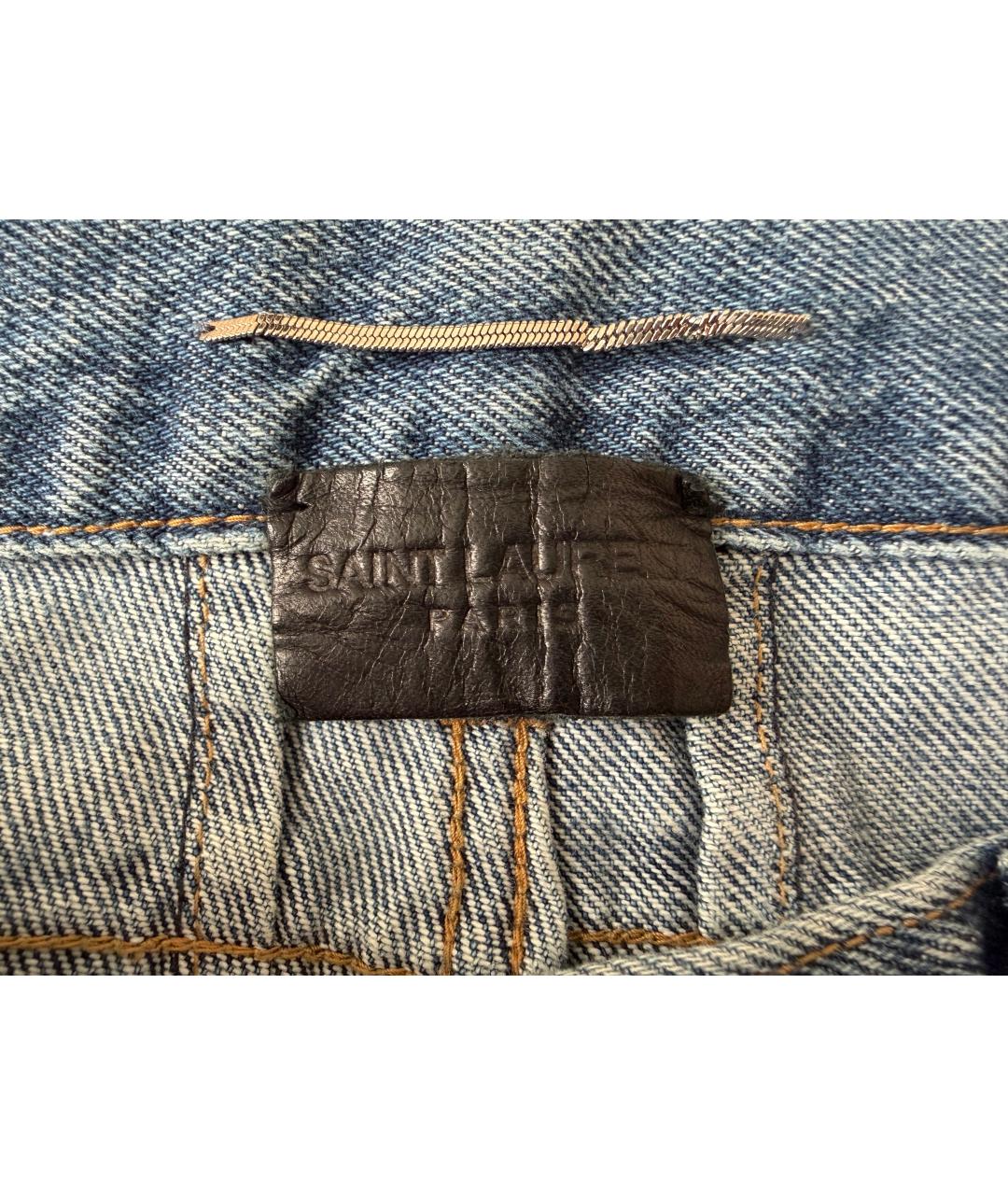 SAINT LAURENT Голубые хлопковые джинсы скинни, фото 5