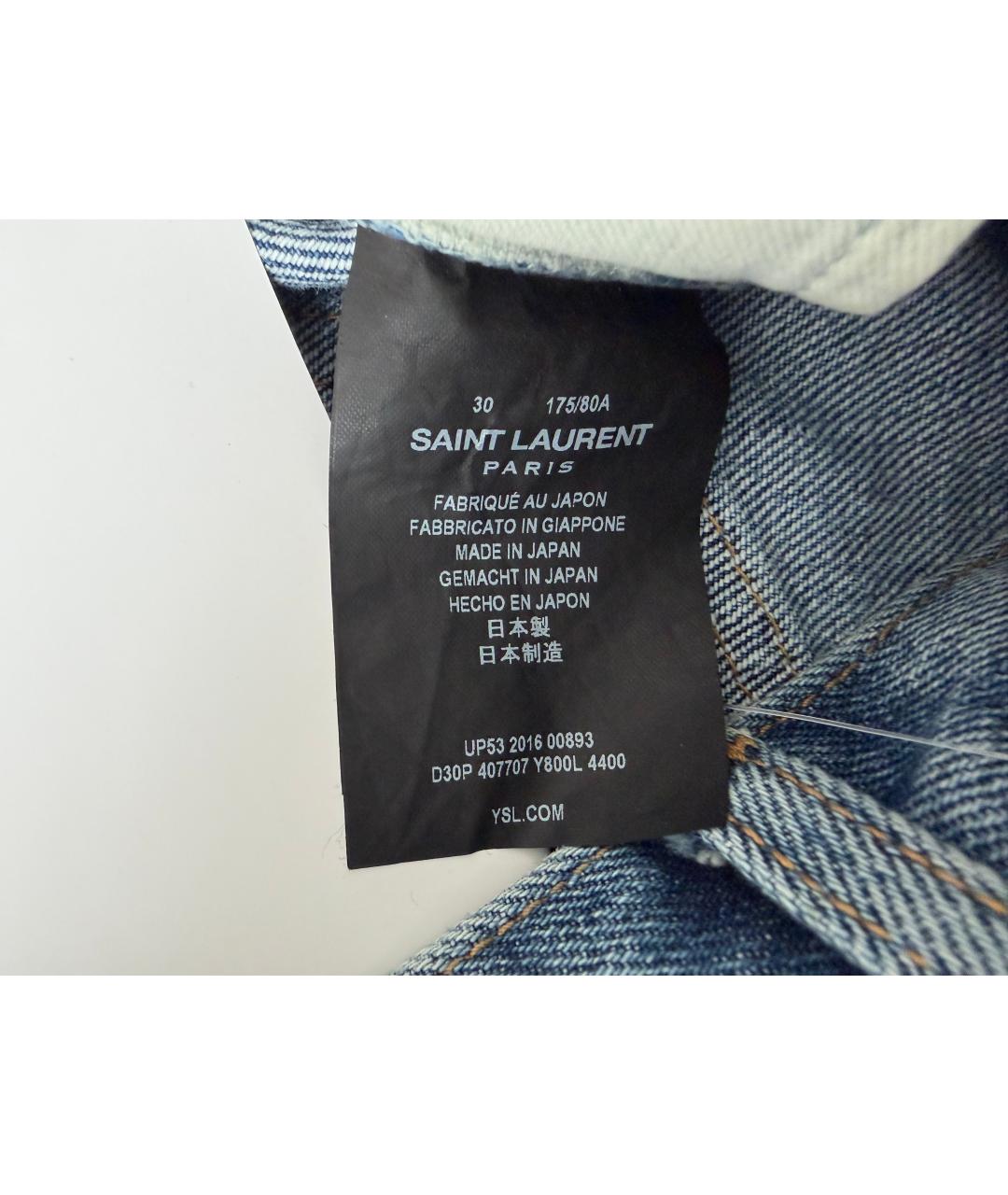 SAINT LAURENT Голубые хлопковые джинсы скинни, фото 6