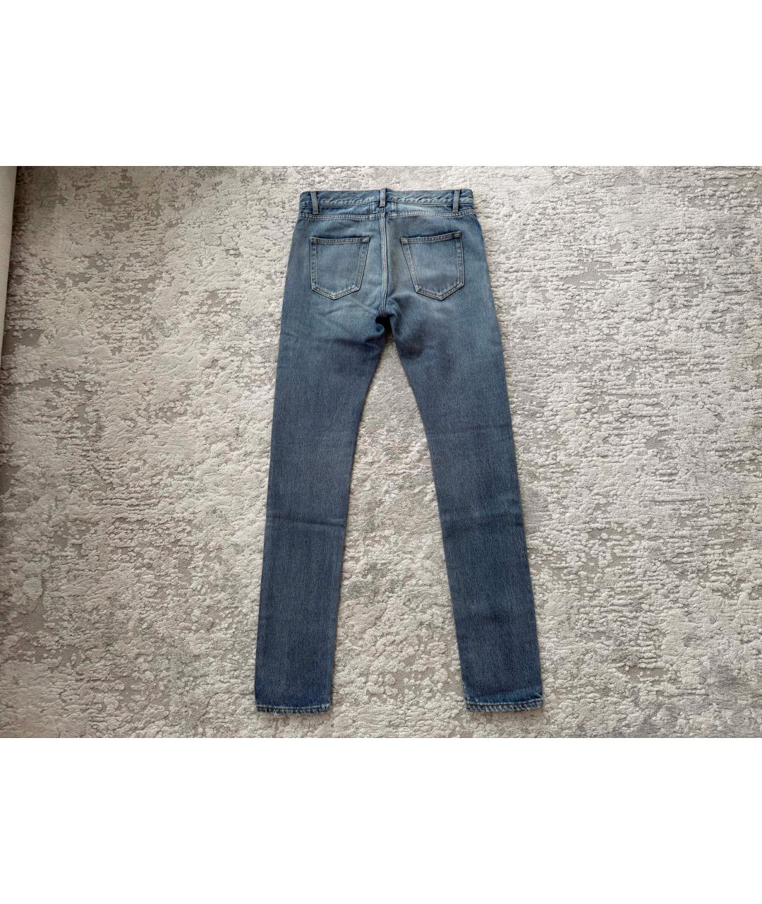 SAINT LAURENT Голубые хлопковые джинсы скинни, фото 2