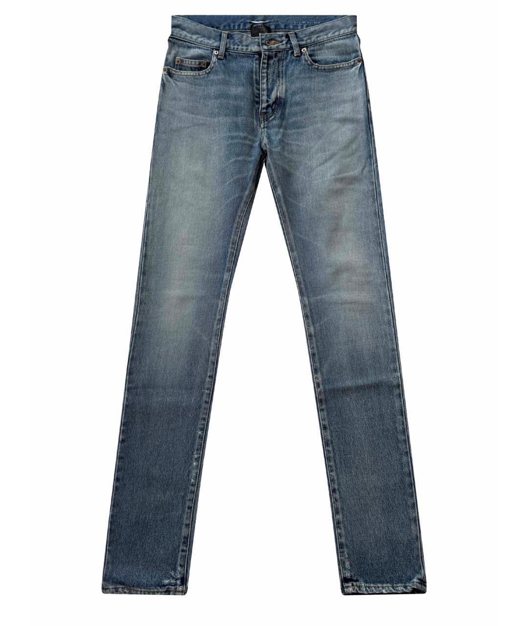 SAINT LAURENT Голубые хлопковые джинсы скинни, фото 1