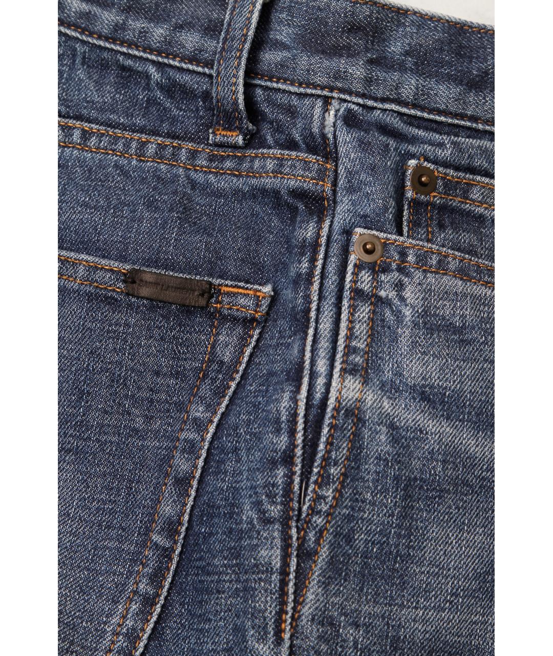 SAINT LAURENT Голубые хлопковые прямые джинсы, фото 4
