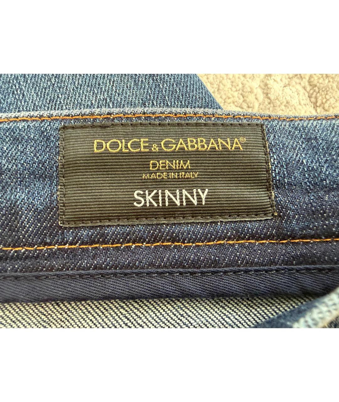 DOLCE&GABBANA Синие хлопко-эластановые джинсы скинни, фото 6