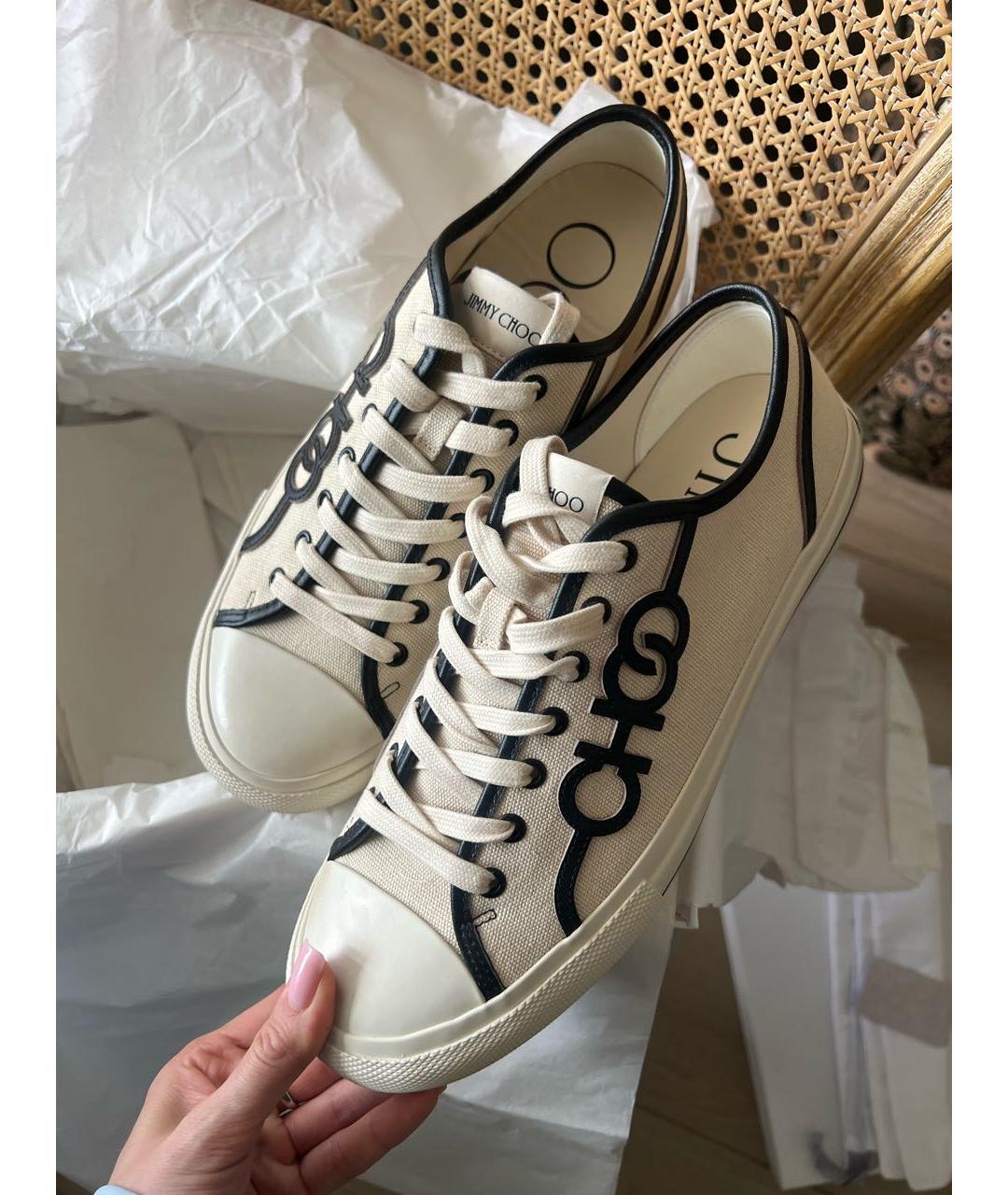 JIMMY CHOO Бежевые кеды, фото 8