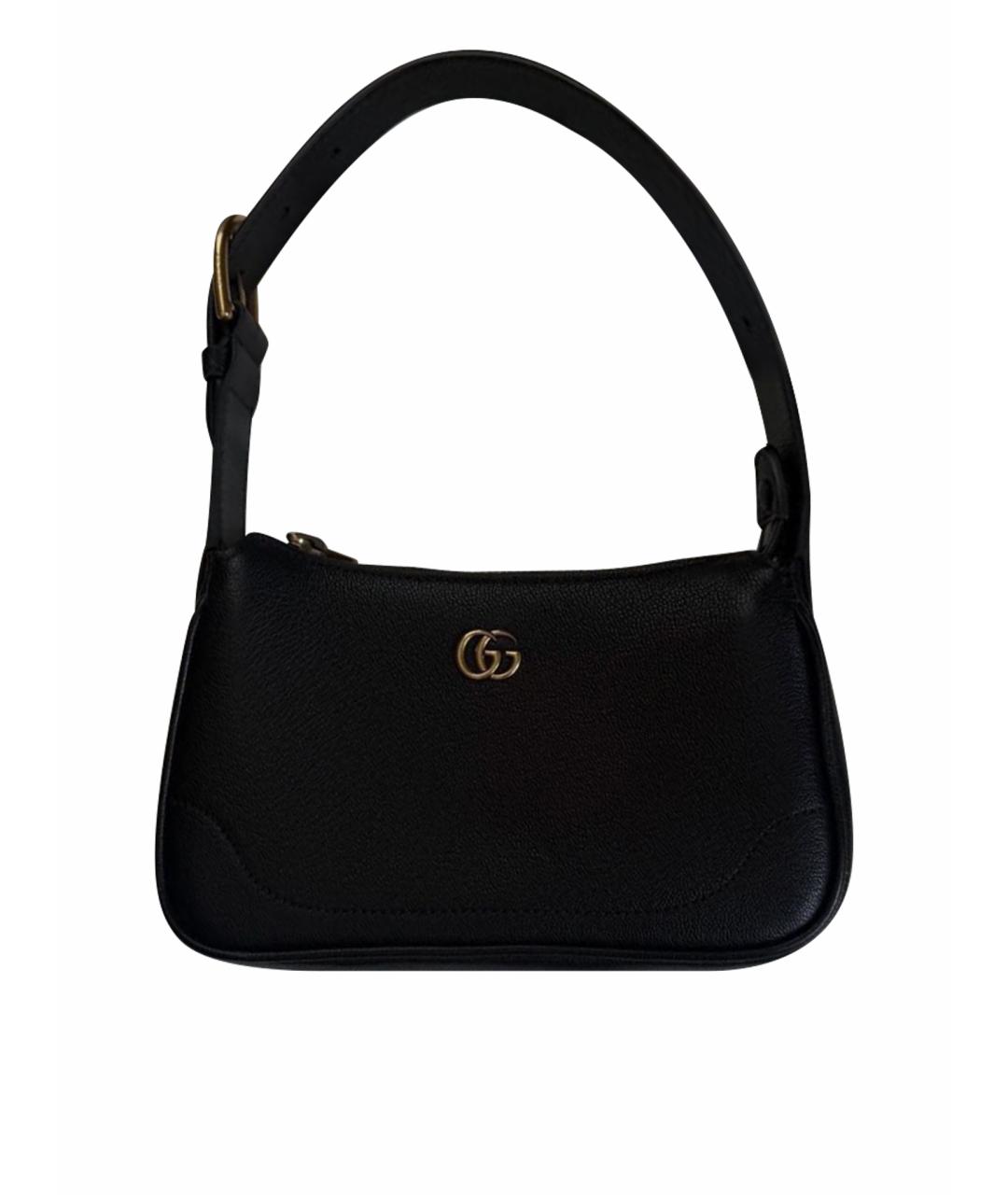 GUCCI Черная кожаная сумка с короткими ручками, фото 1
