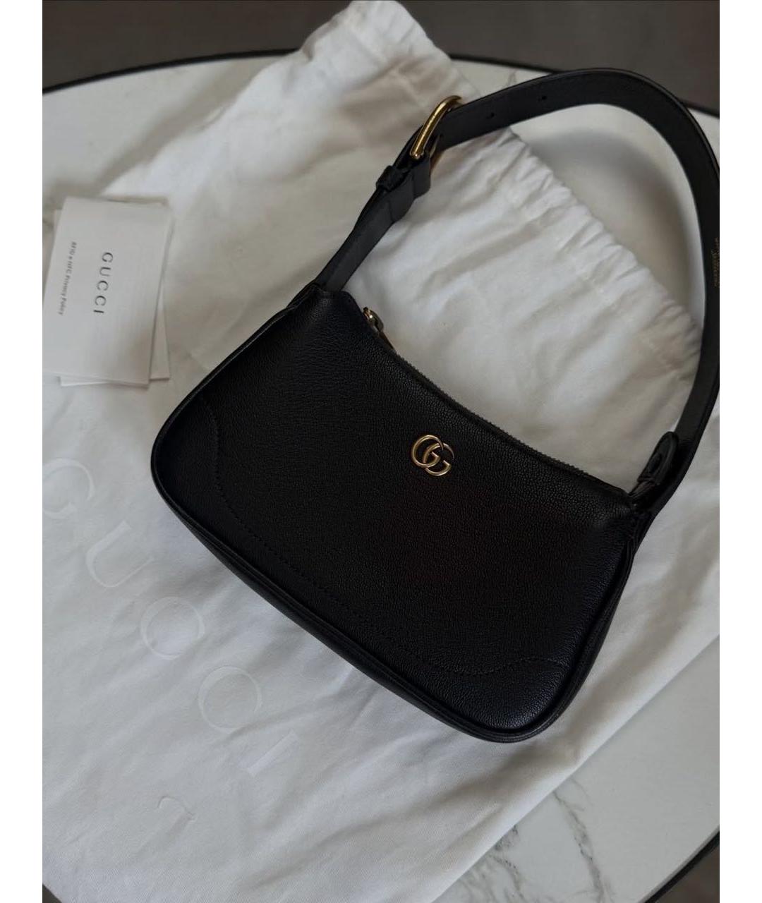 GUCCI Черная кожаная сумка с короткими ручками, фото 5
