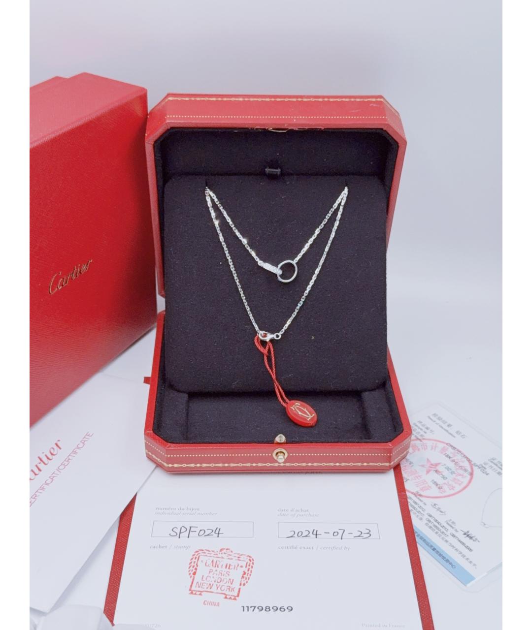 CARTIER Серебряное колье из белого золота, фото 8