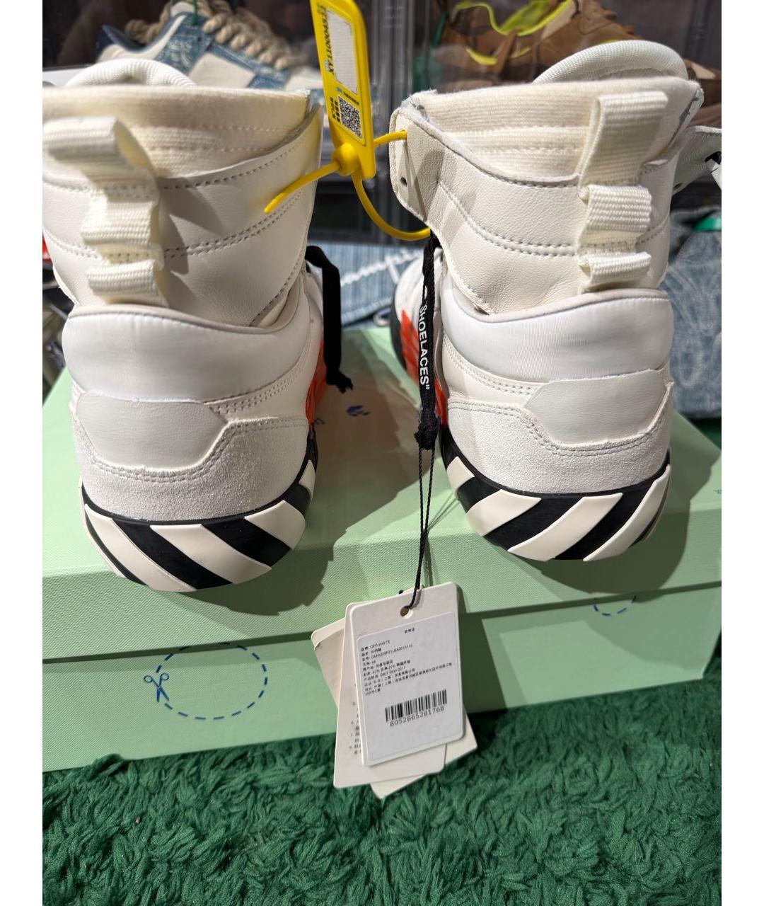 OFF-WHITE Белые кожаные высокие кроссовки / кеды, фото 4