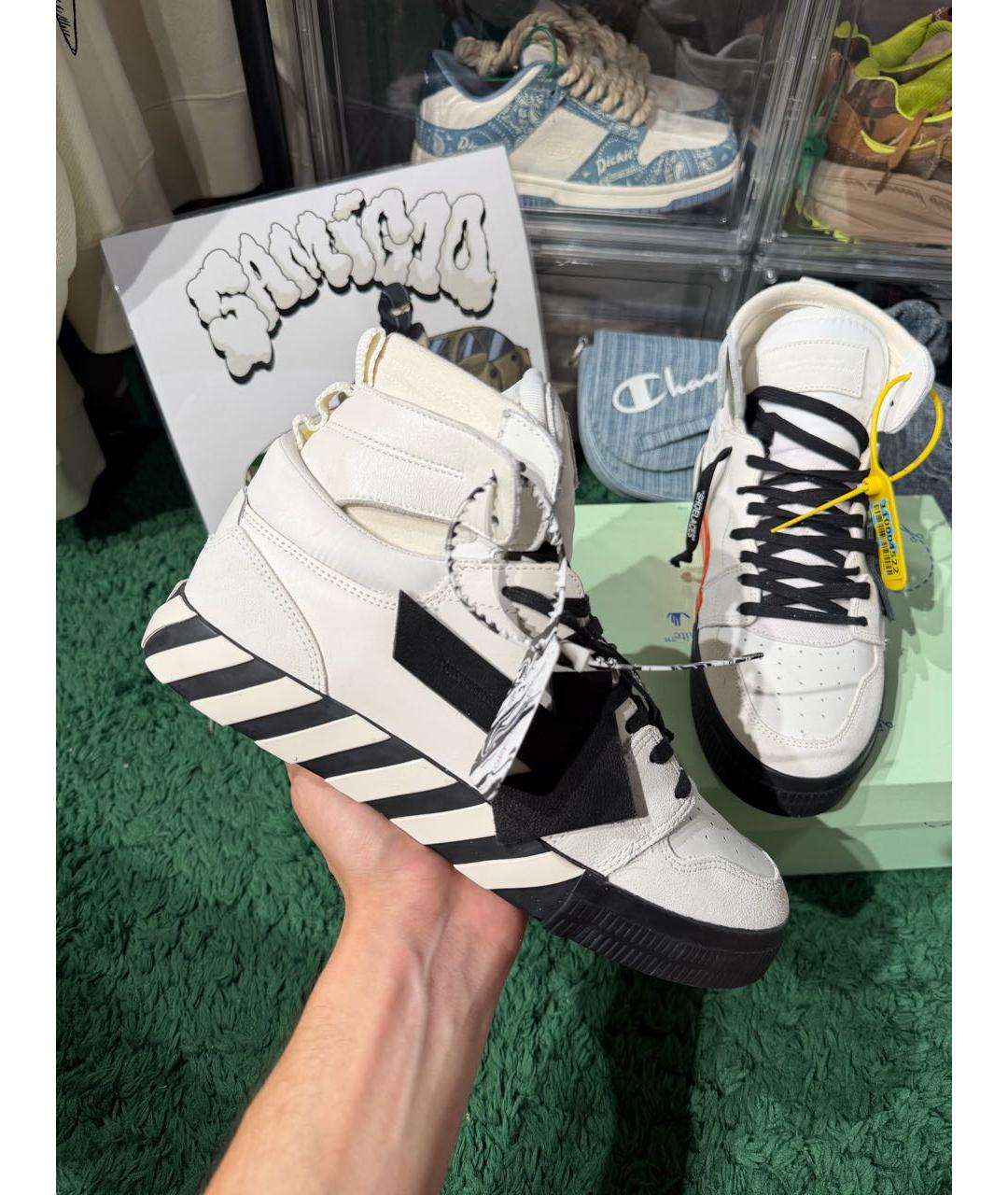 OFF-WHITE Белые кожаные высокие кроссовки / кеды, фото 5