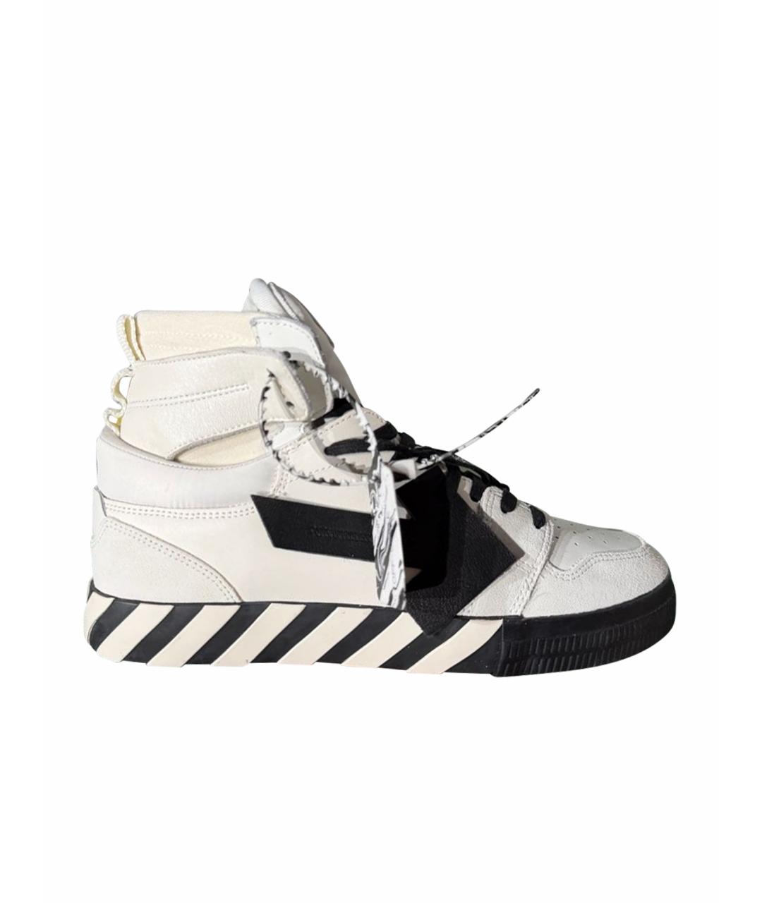 OFF-WHITE Белые кожаные высокие кроссовки / кеды, фото 1