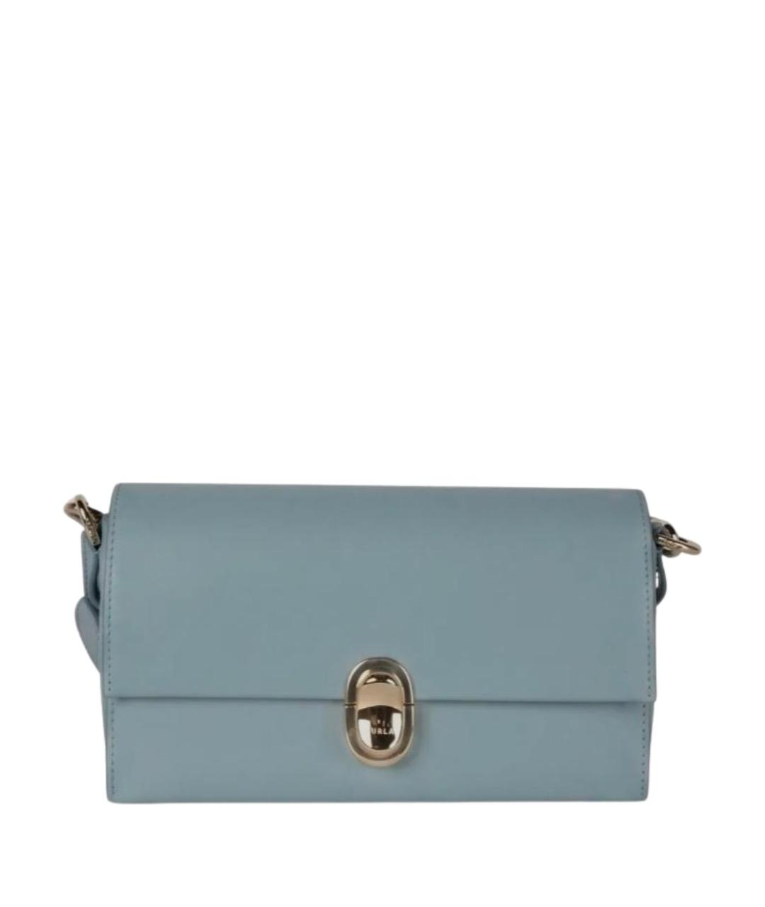 FURLA Голубая кожаная сумка через плечо, фото 1