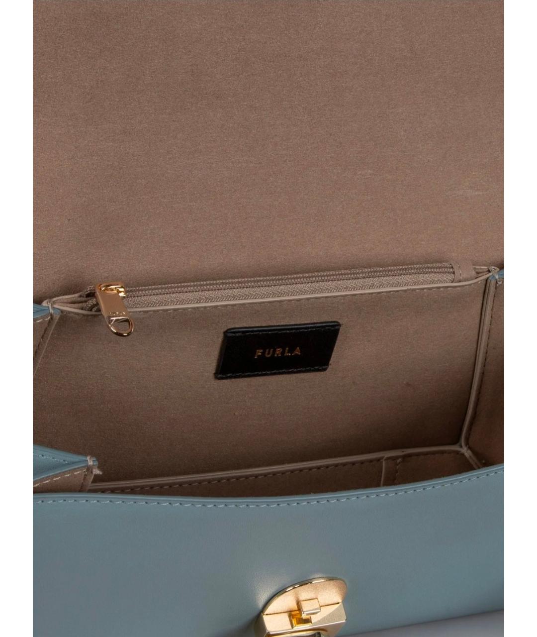 FURLA Голубая кожаная сумка через плечо, фото 4