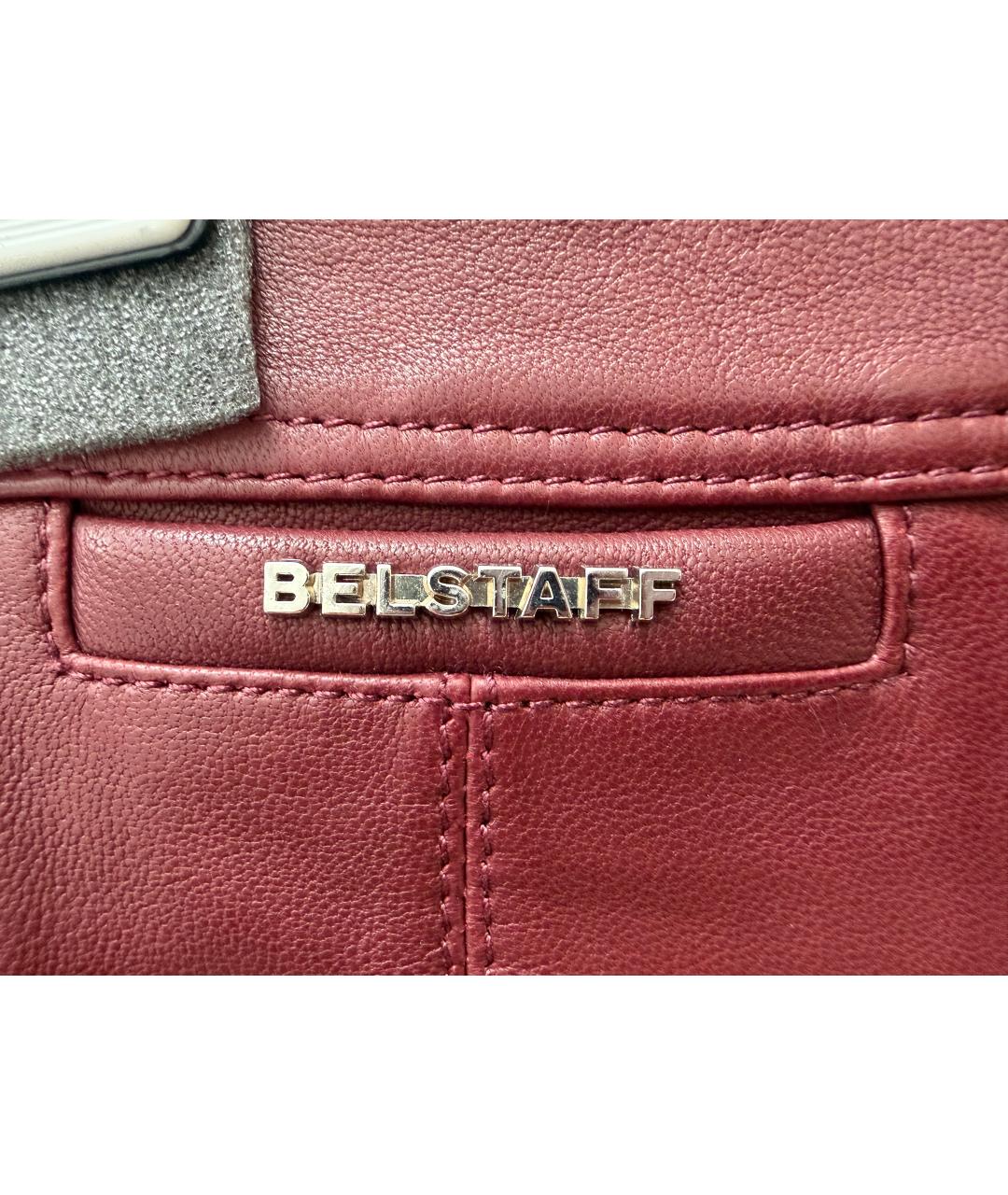 BELSTAFF Бордовая кожаная юбка мини, фото 4