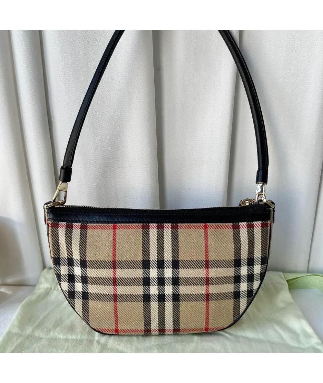 BURBERRY Бежевая тканевая сумка с короткими ручками, фото 3