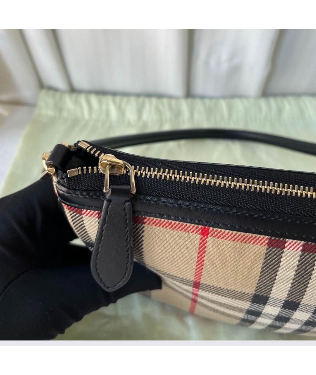 BURBERRY Бежевая тканевая сумка с короткими ручками, фото 7