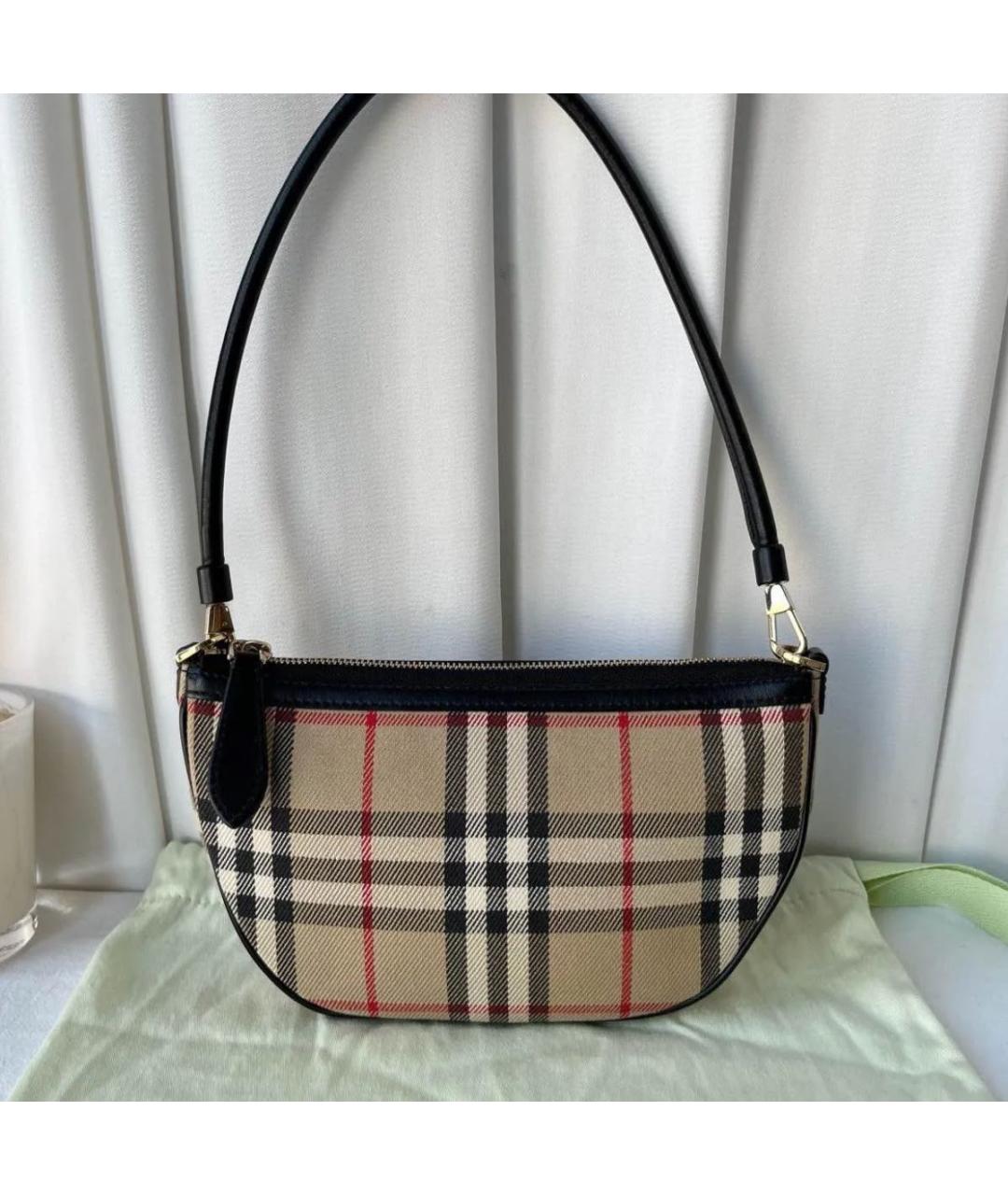 BURBERRY Бежевая тканевая сумка с короткими ручками, фото 2