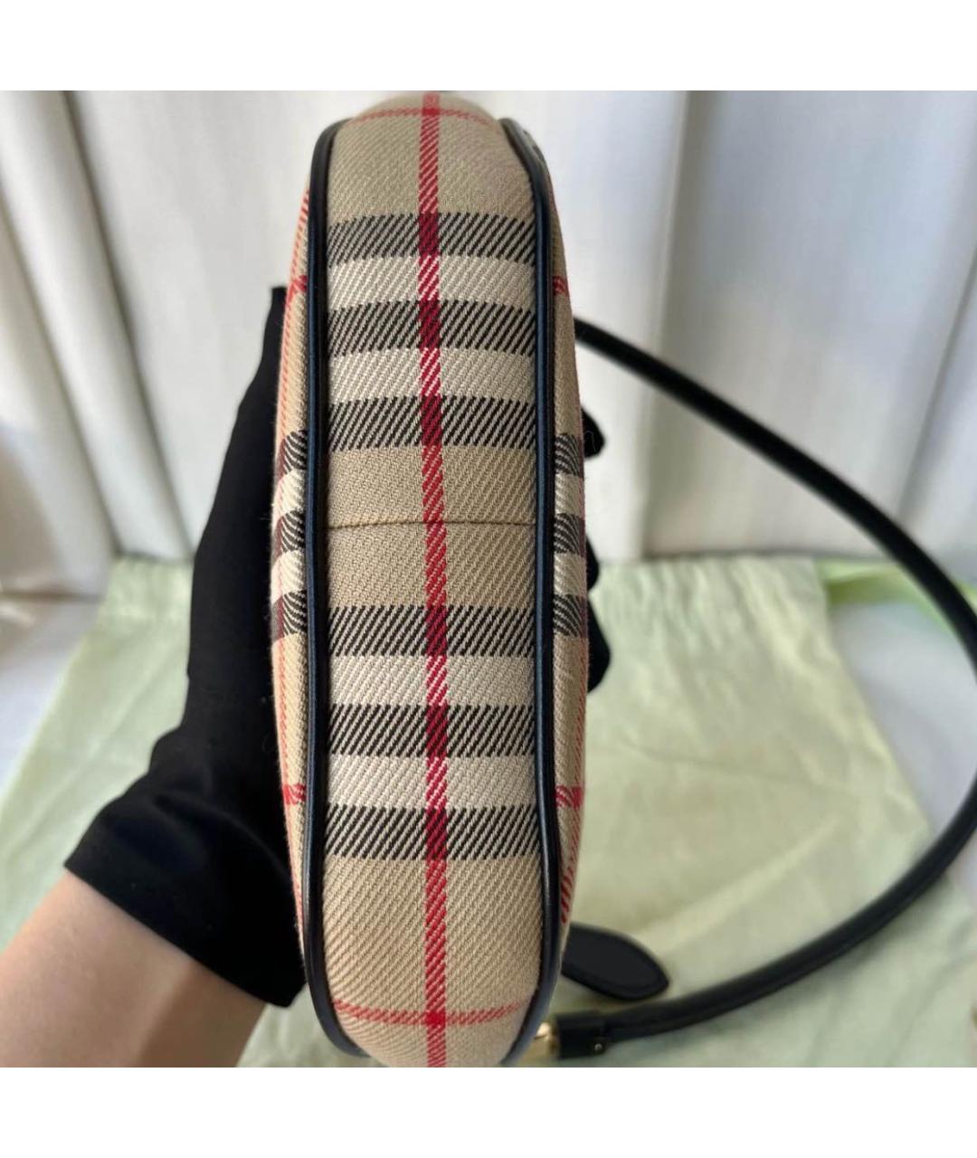 BURBERRY Бежевая тканевая сумка с короткими ручками, фото 6