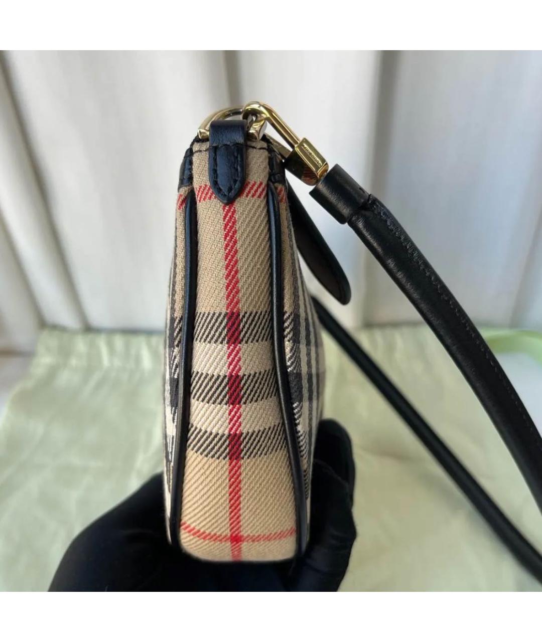 BURBERRY Бежевая тканевая сумка с короткими ручками, фото 4