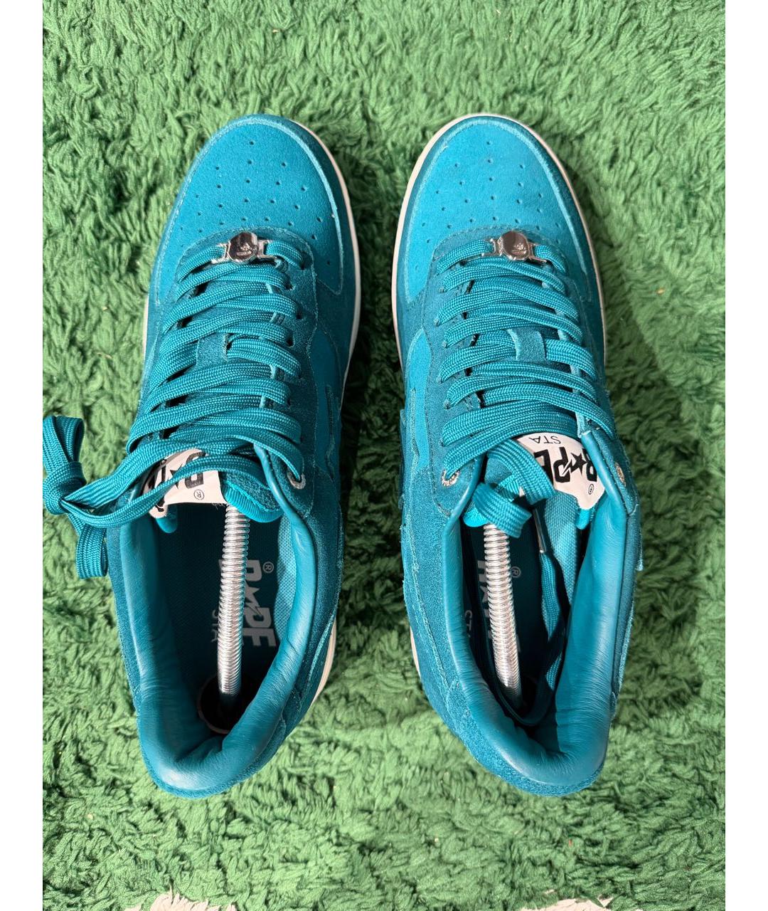 BAPE Бирюзовые замшевые низкие кроссовки / кеды, фото 3