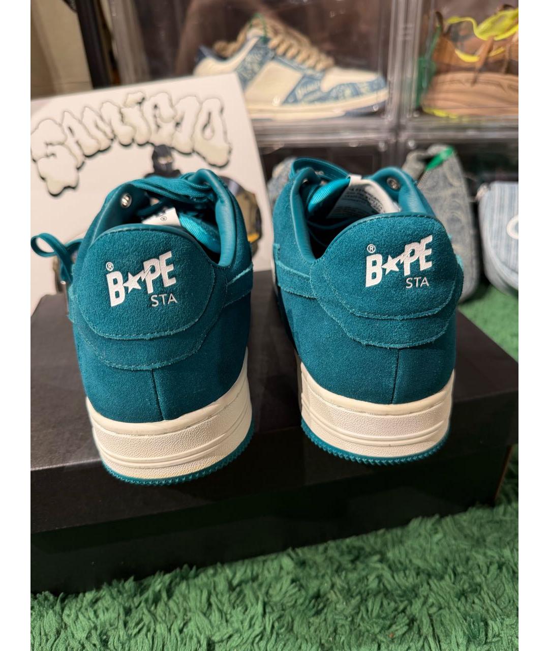 BAPE Бирюзовые замшевые низкие кроссовки / кеды, фото 4