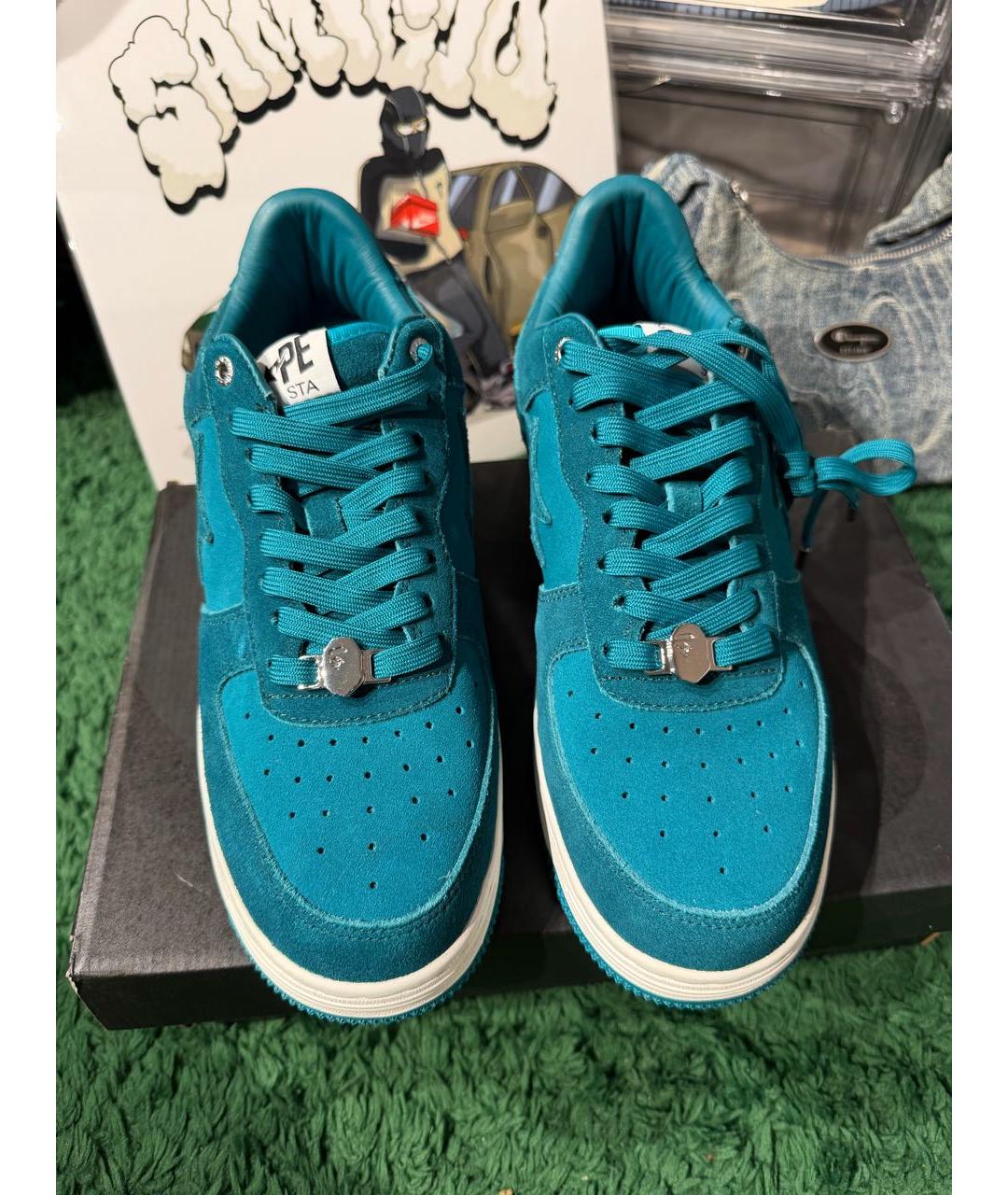 BAPE Бирюзовые замшевые низкие кроссовки / кеды, фото 2