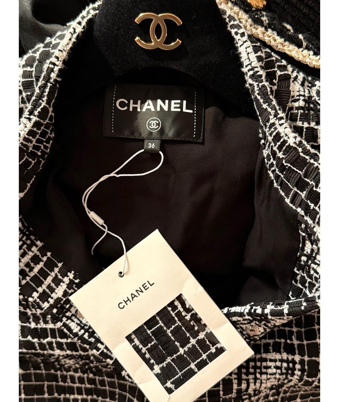 CHANEL Черный твидовый жакет/пиджак, фото 4