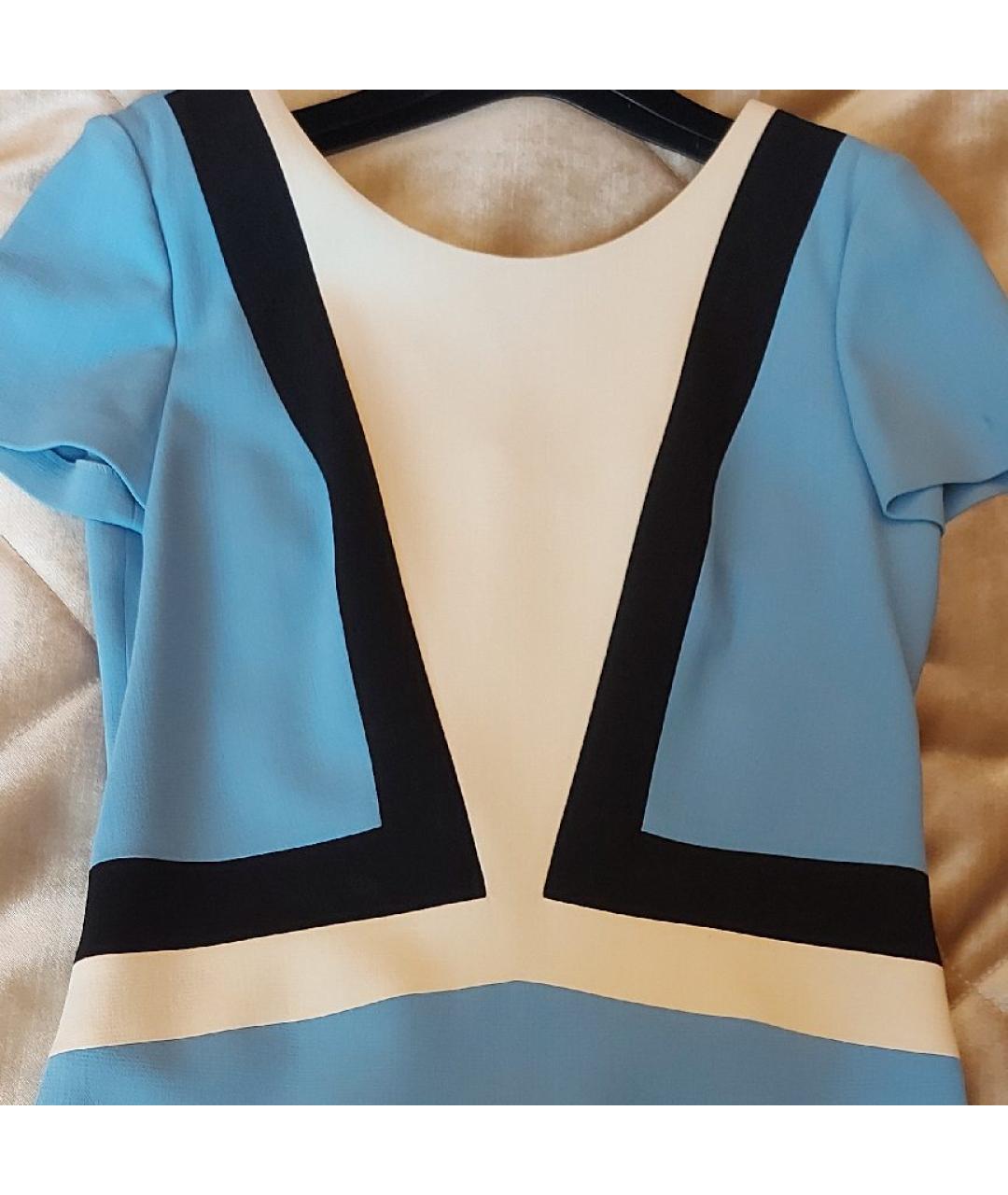 EMILIO PUCCI Голубое хлопко-эластановое повседневное платье, фото 4