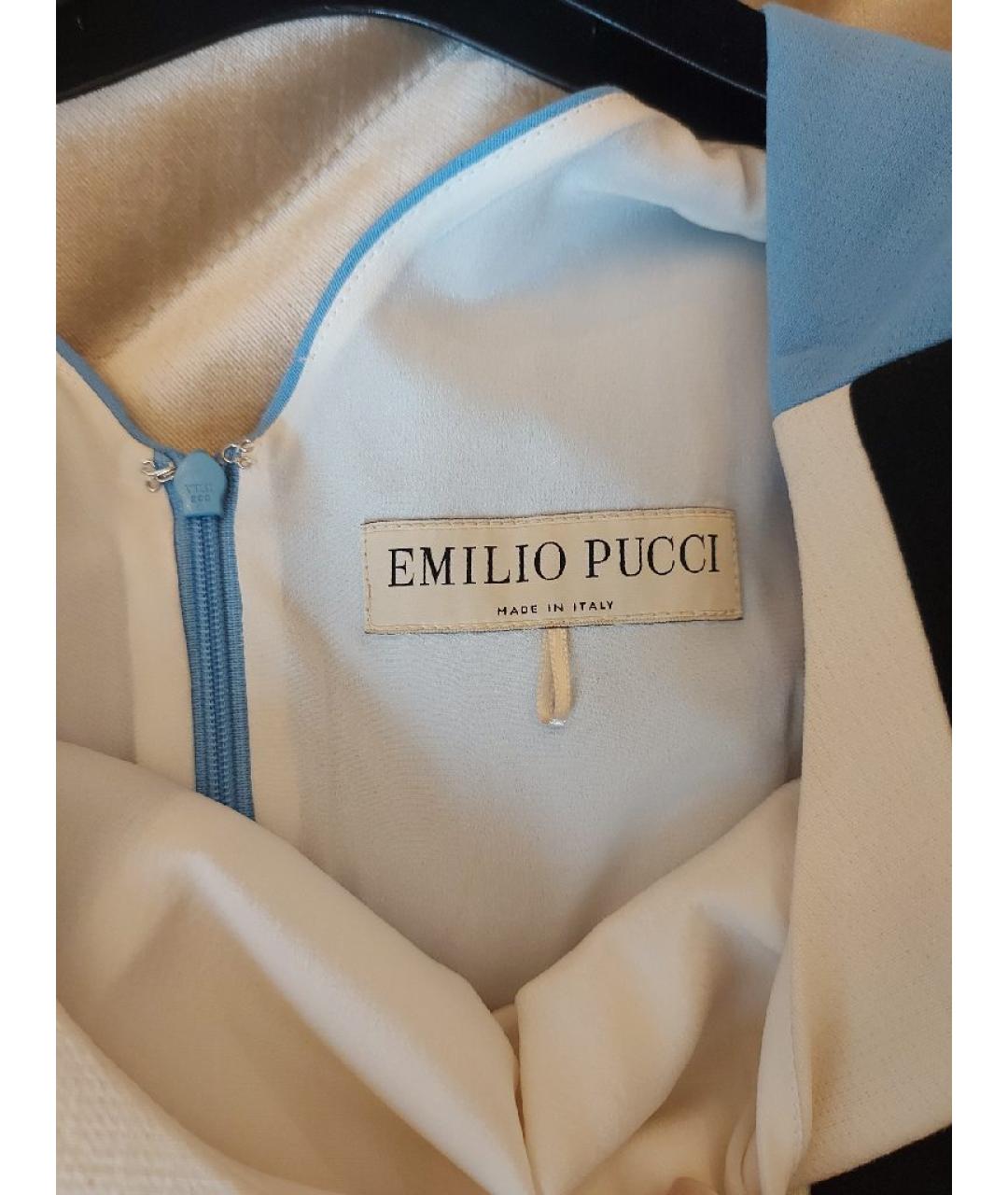 EMILIO PUCCI Голубое хлопко-эластановое повседневное платье, фото 3