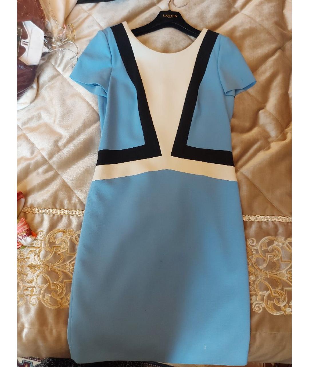 EMILIO PUCCI Голубое хлопко-эластановое повседневное платье, фото 5