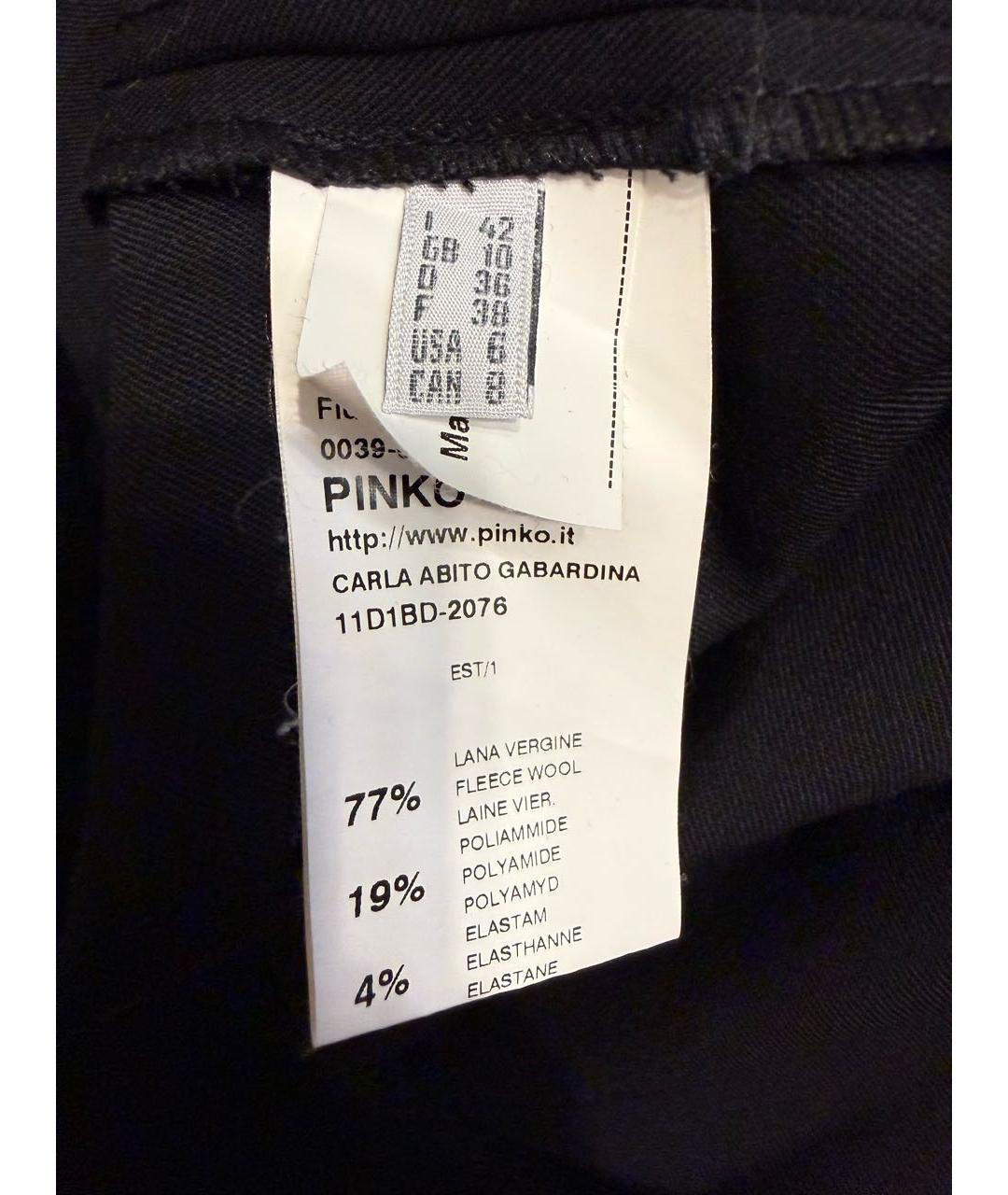 PINKO Черное шерстяное повседневное платье, фото 4