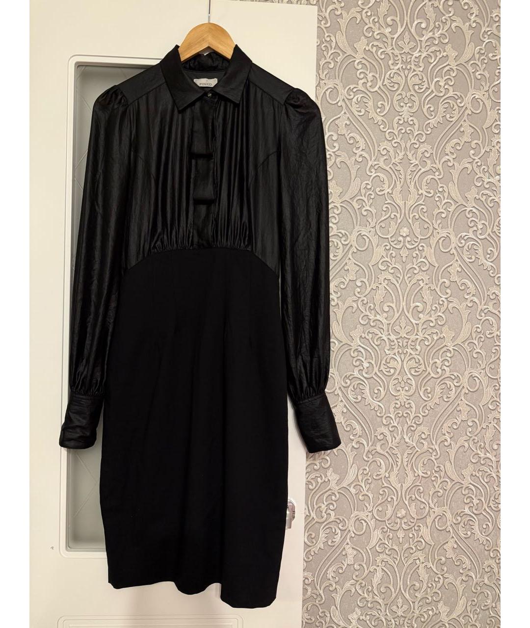 PINKO Черное шерстяное повседневное платье, фото 8