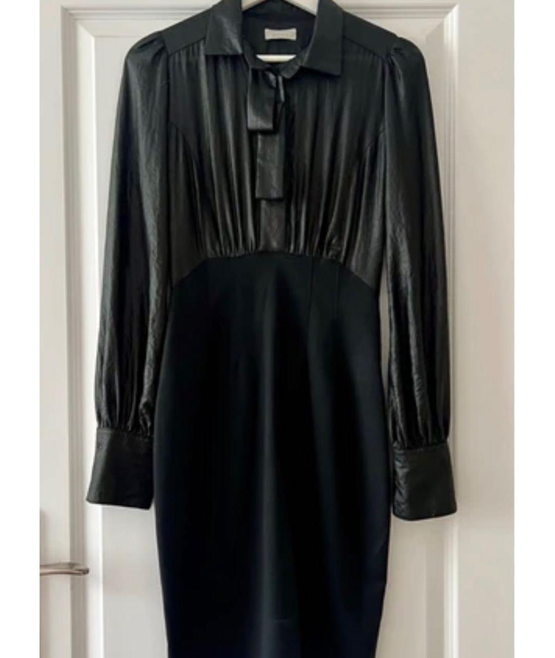 PINKO Черное шерстяное повседневное платье, фото 7