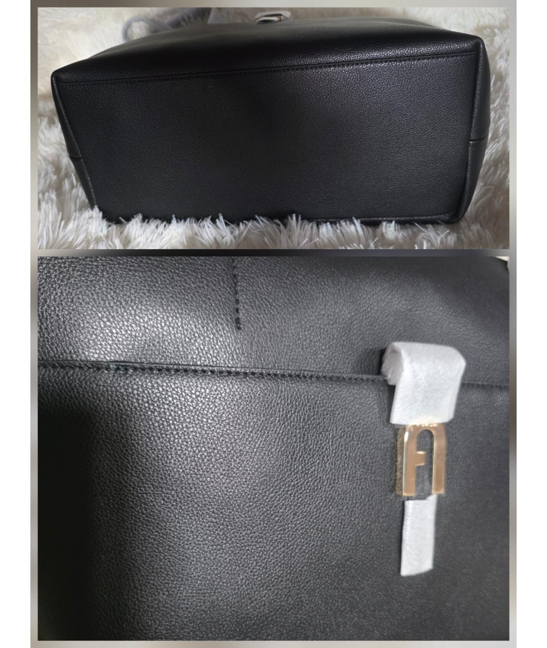 FURLA Черная кожаная сумка тоут, фото 3