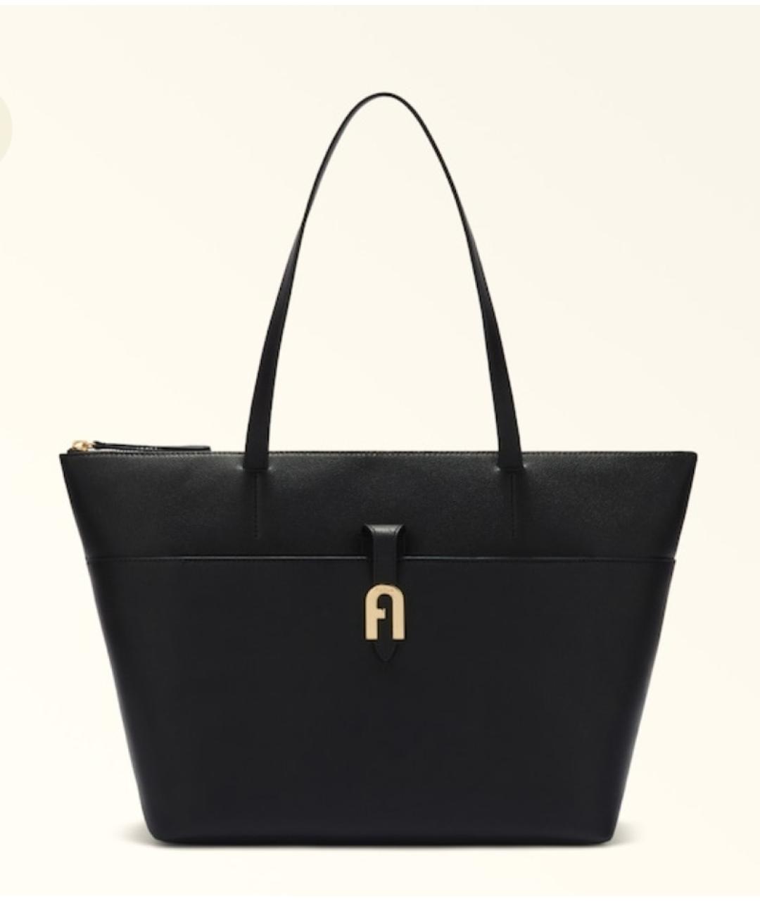 FURLA Черная кожаная сумка тоут, фото 10
