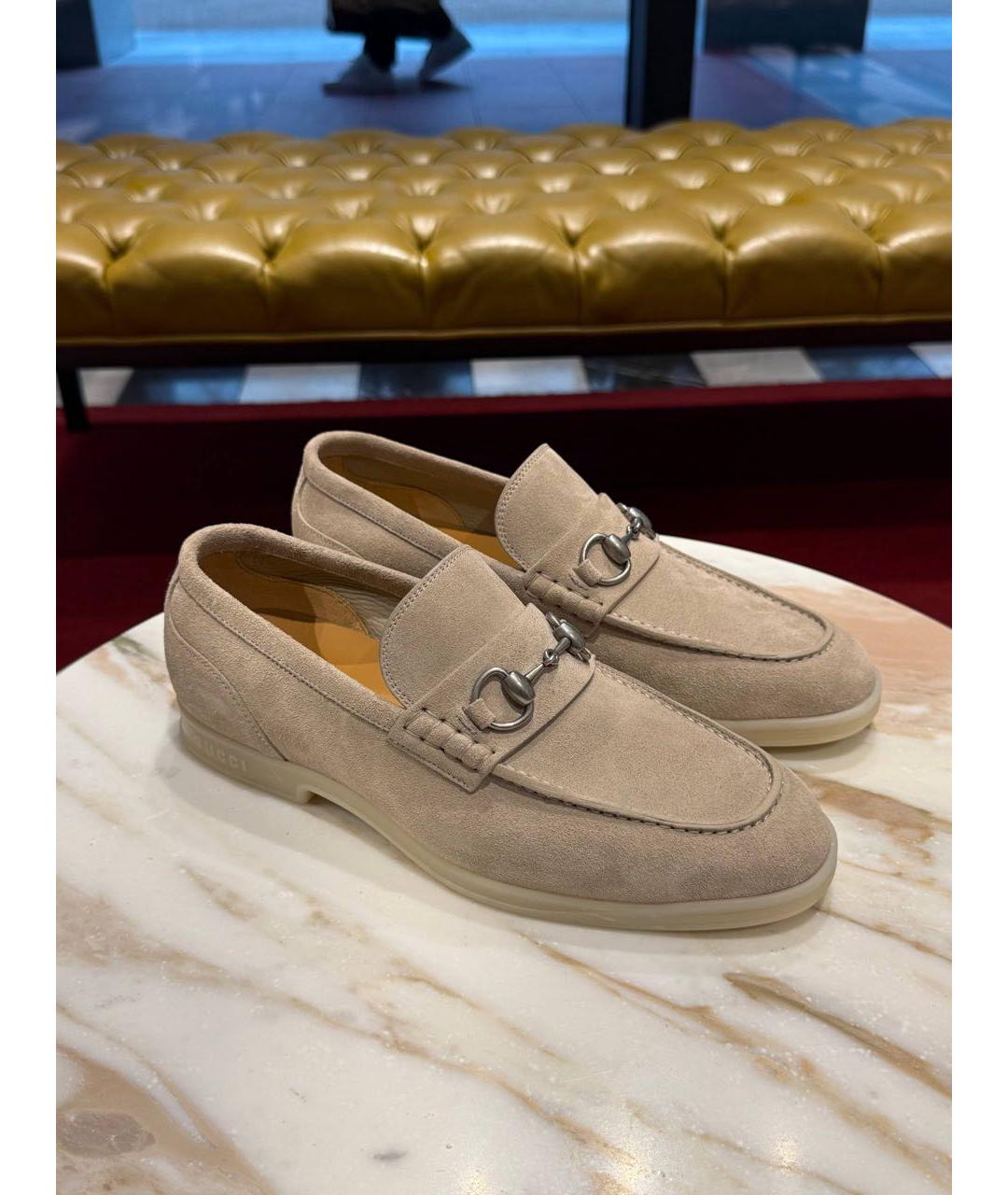GUCCI Бежевые замшевые лоферы, фото 5
