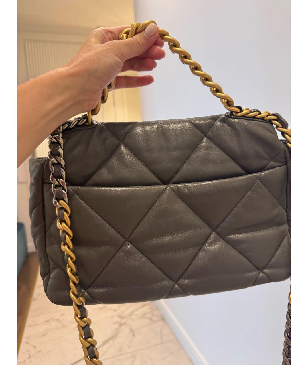 CHANEL Антрацитовая кожаная сумка через плечо, фото 4