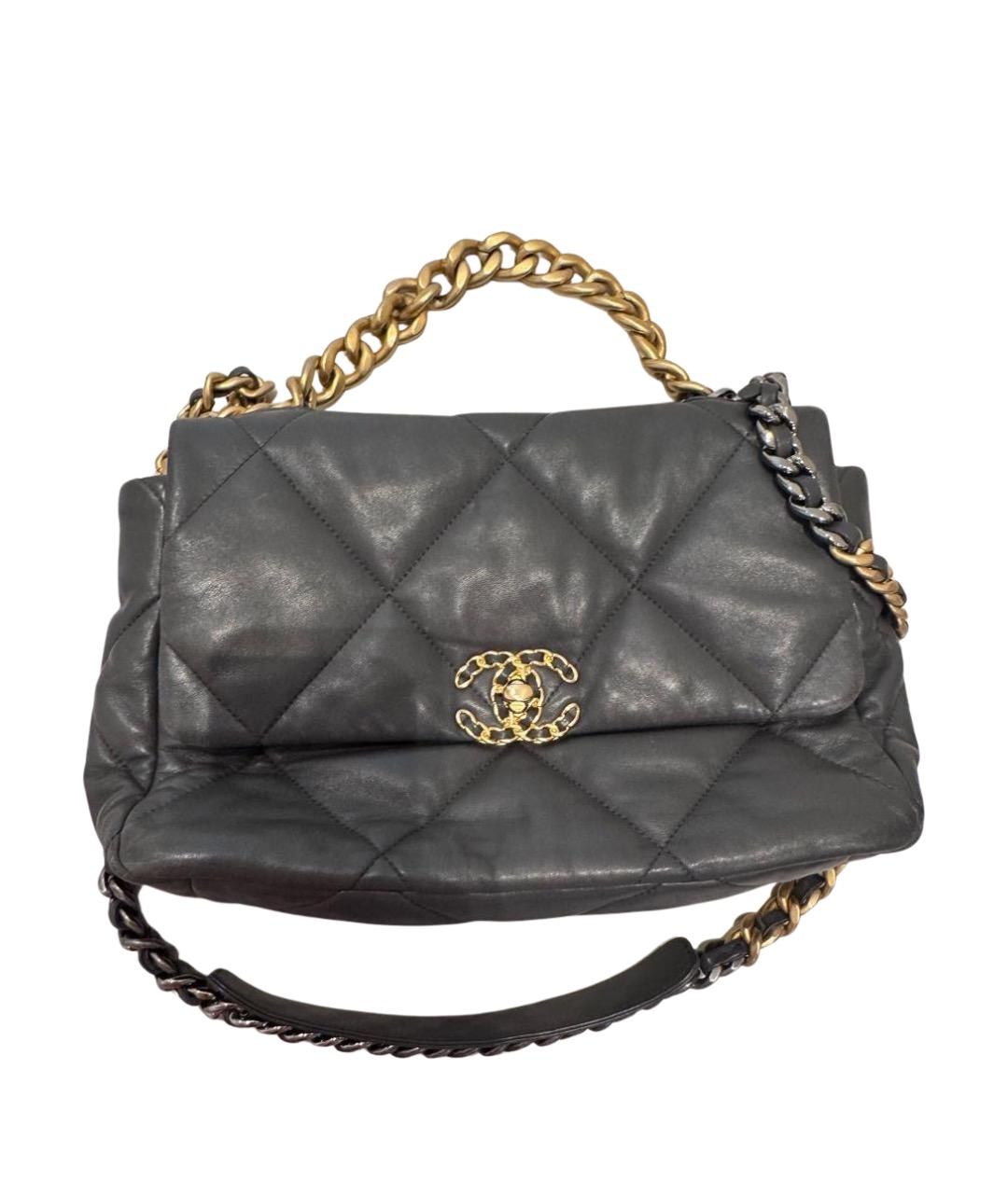 CHANEL Антрацитовая кожаная сумка через плечо, фото 1