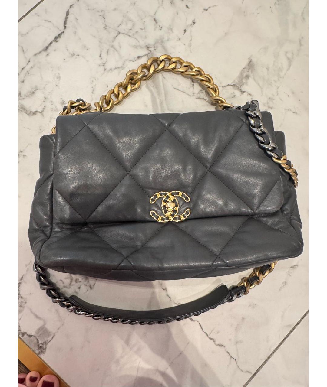 CHANEL Антрацитовая кожаная сумка через плечо, фото 5