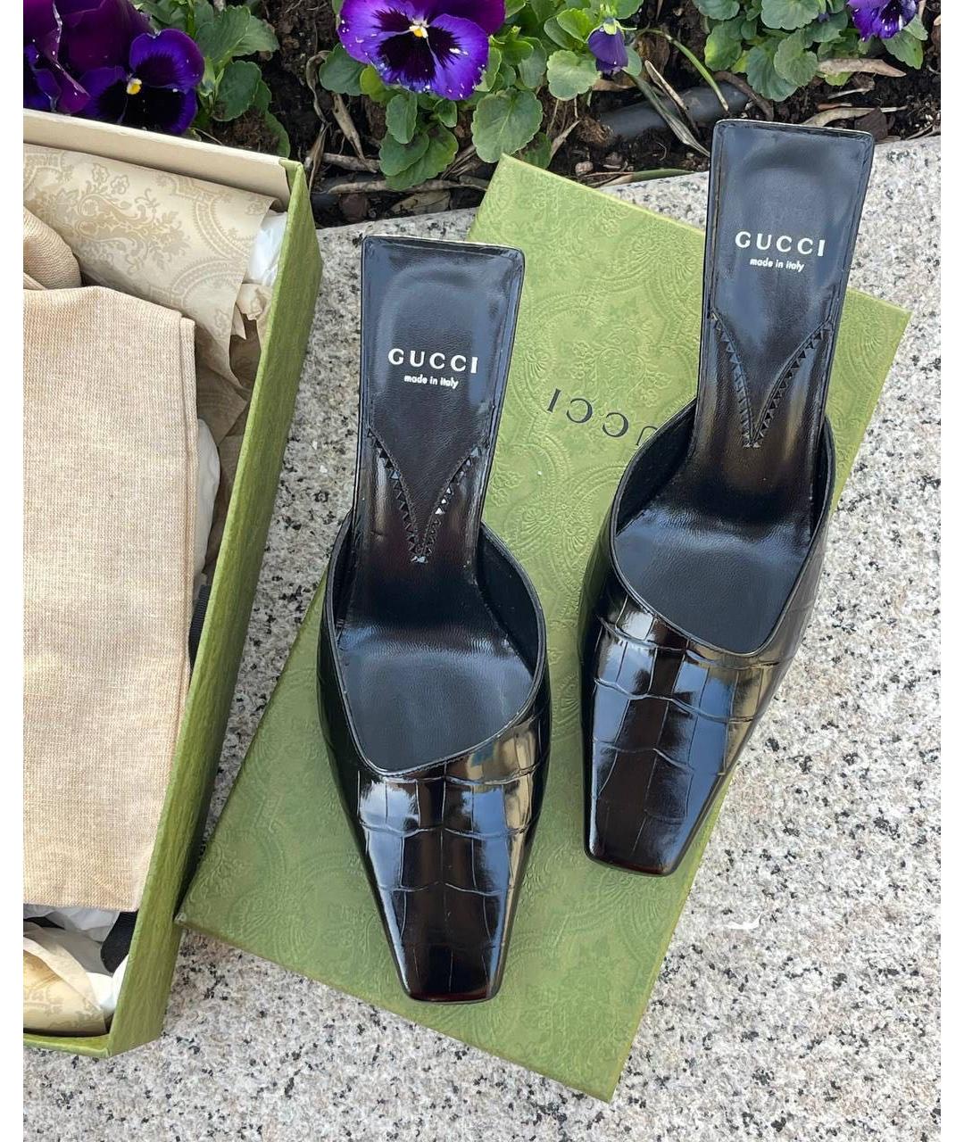 GUCCI Черные кожаные туфли, фото 2