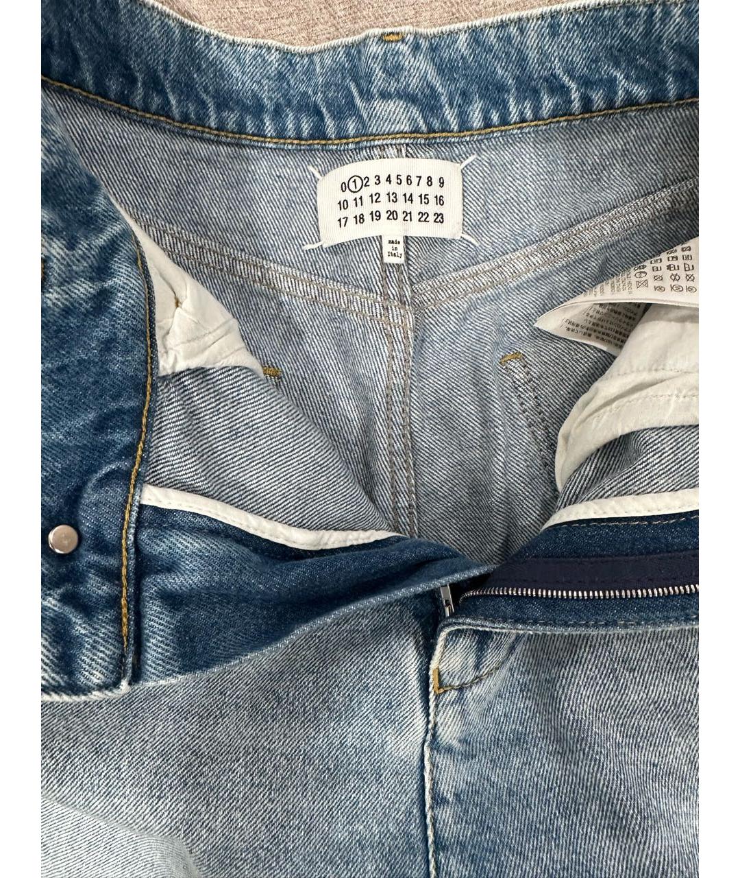 MAISON MARGIELA Голубые хлопковые прямые джинсы, фото 4